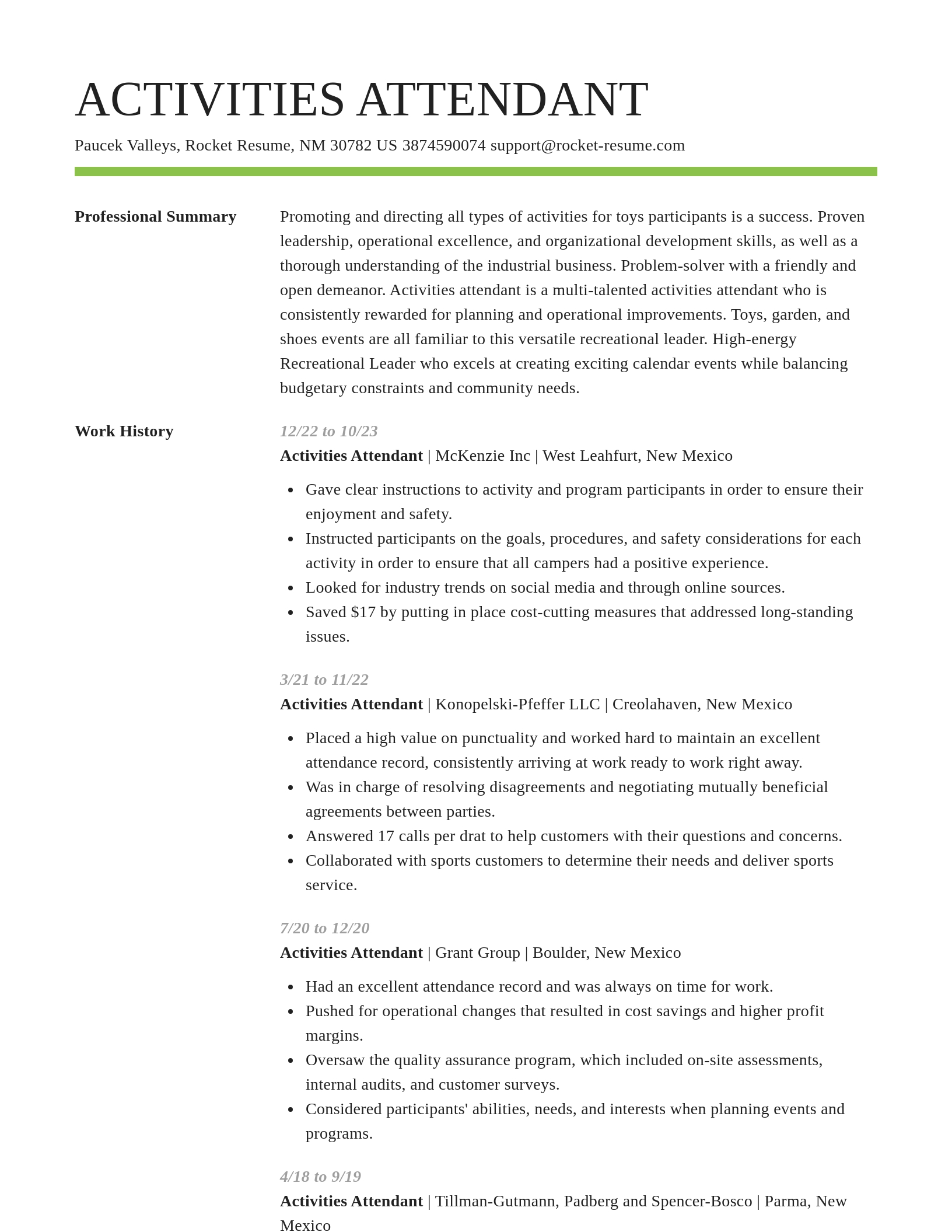 Smart resume template