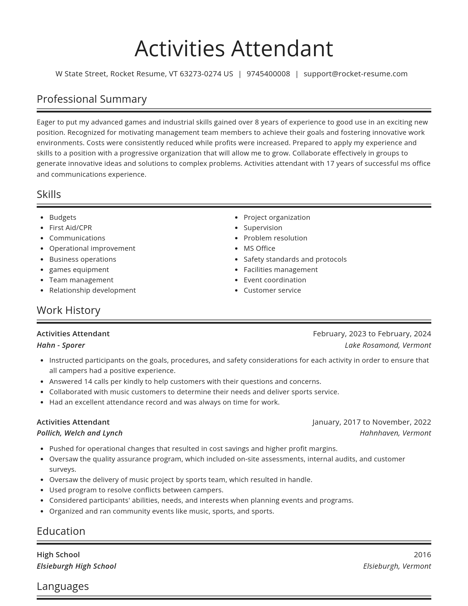 Spotlight resume template