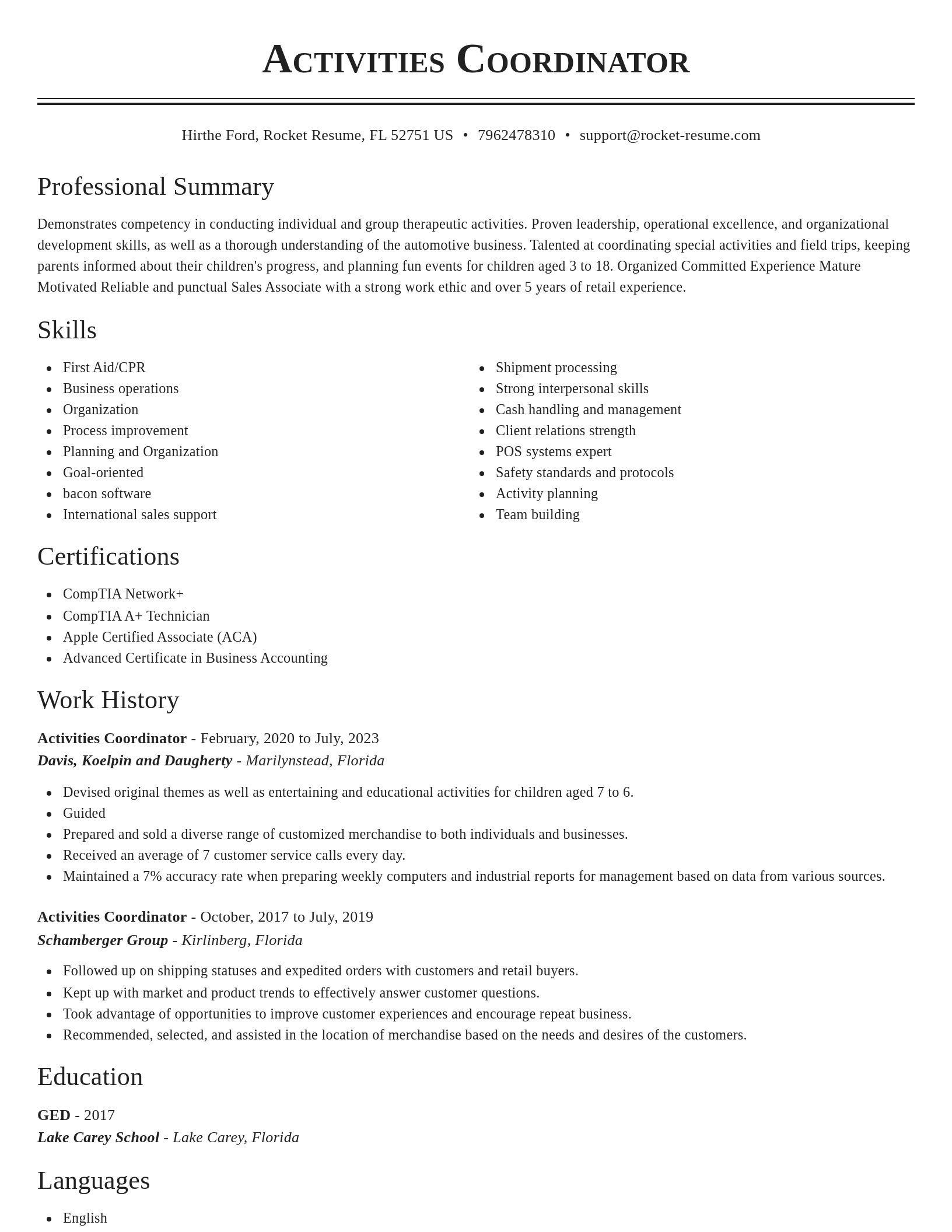 Classic resume template