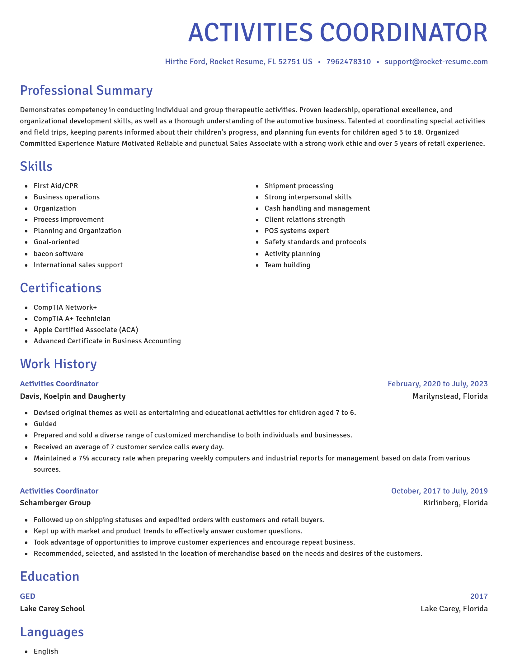 Novel resume template