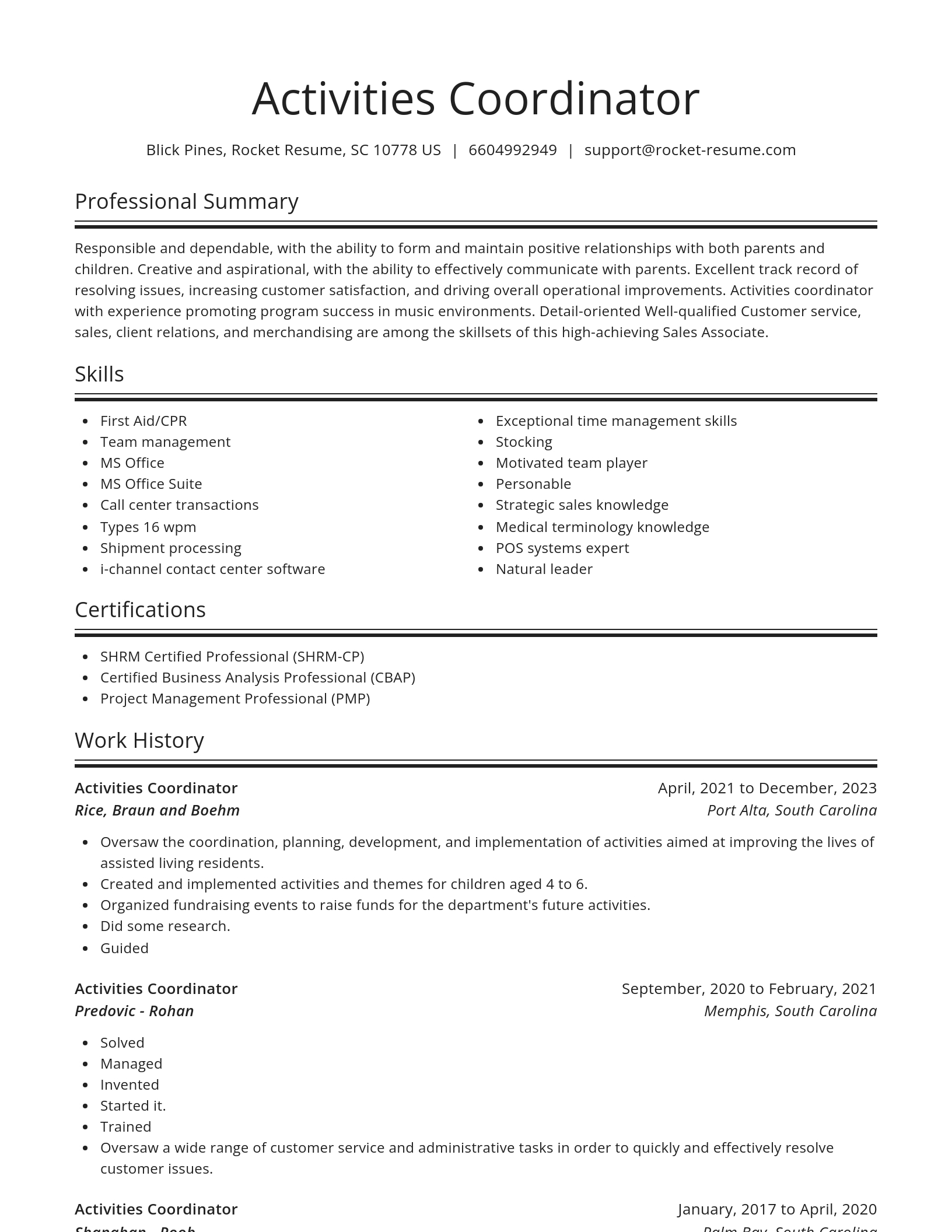 Spotlight resume template