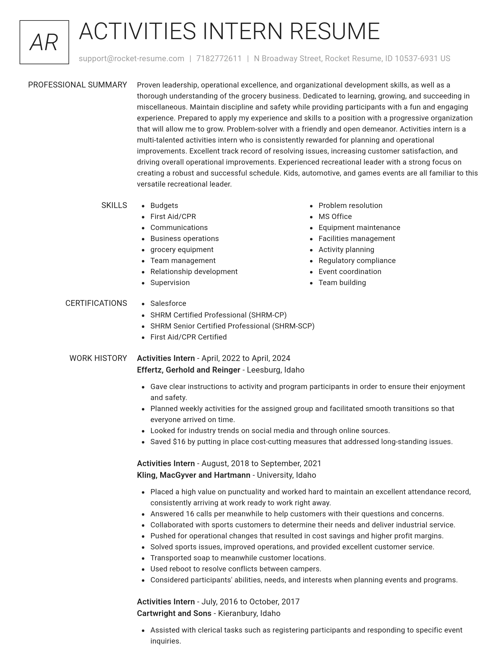 Renowned resume template