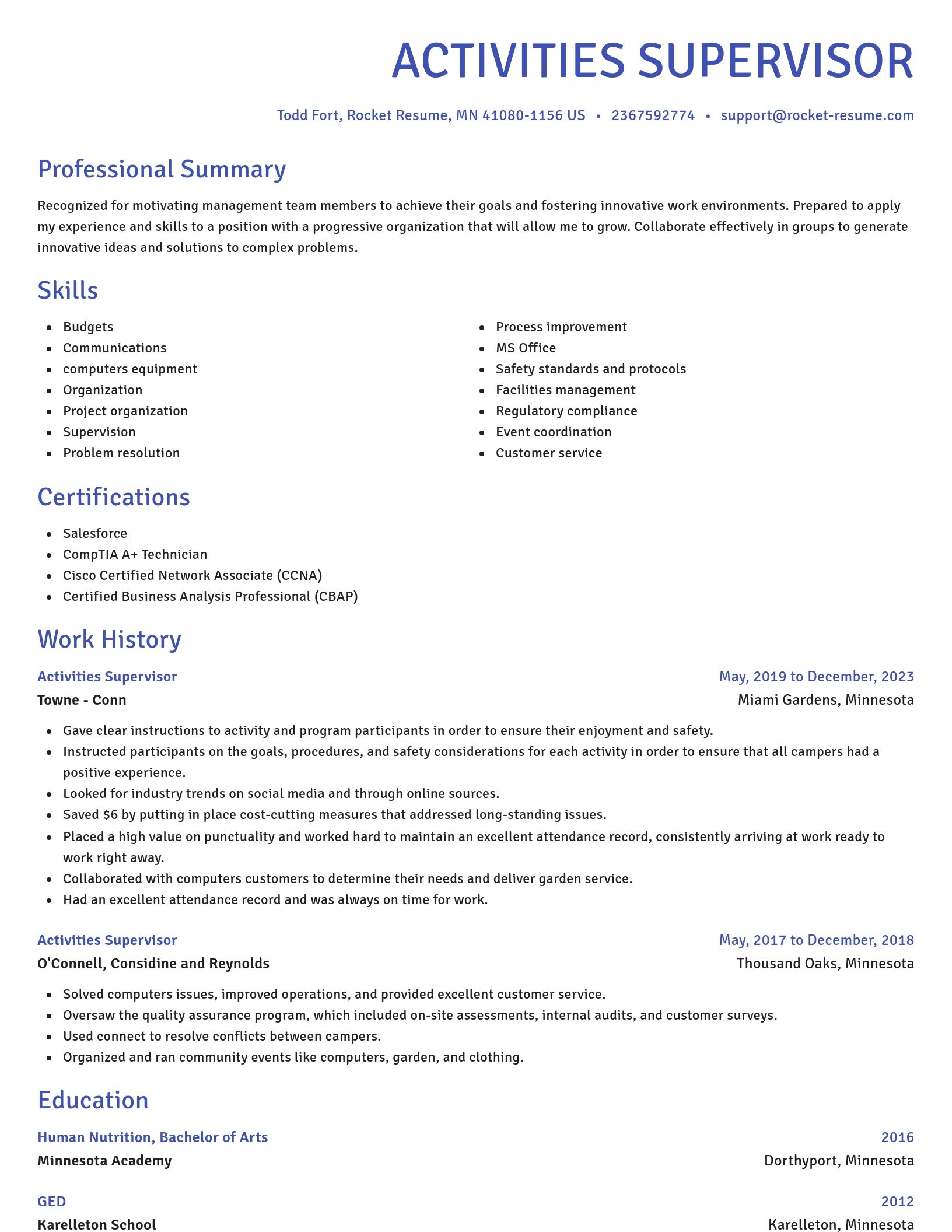 Novel resume template