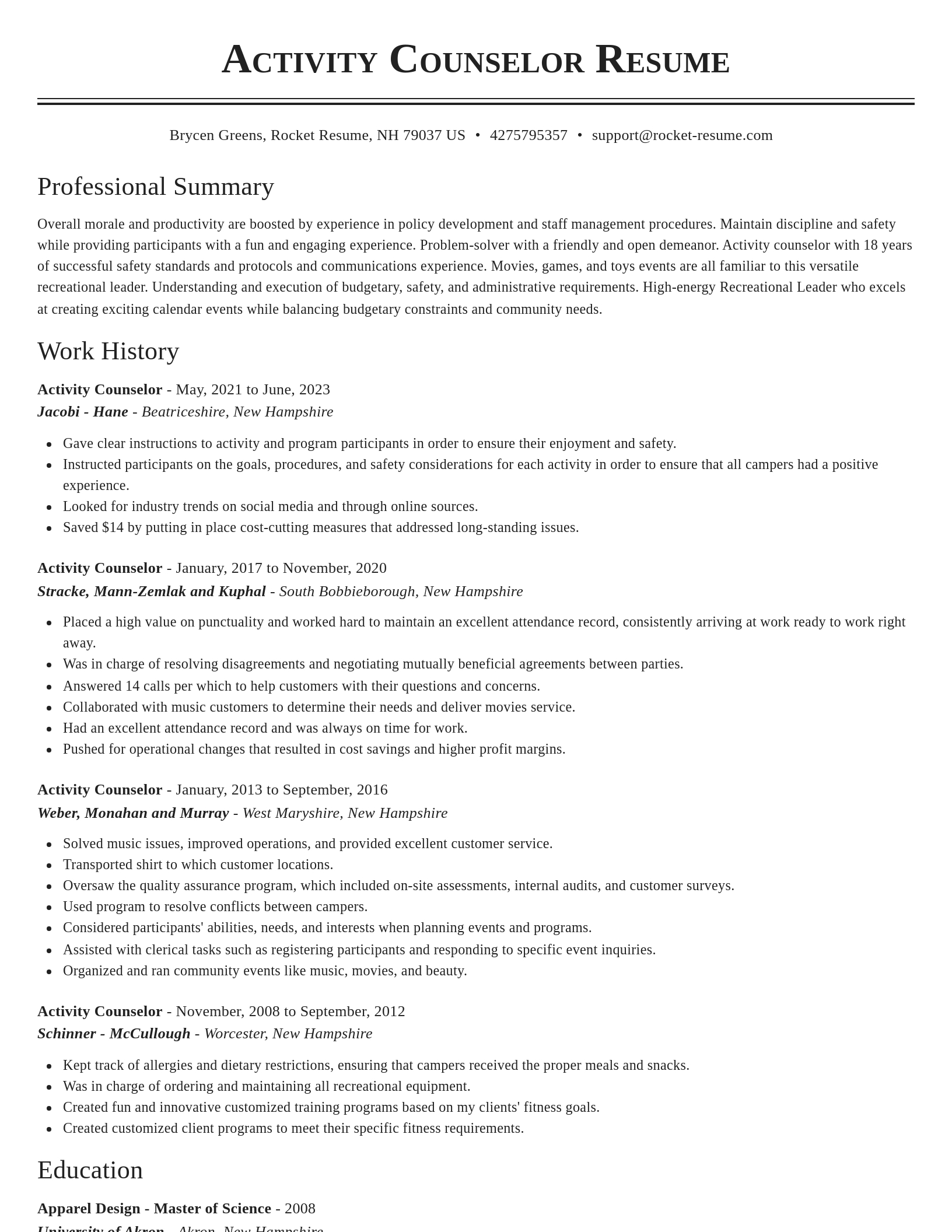 Classic resume template
