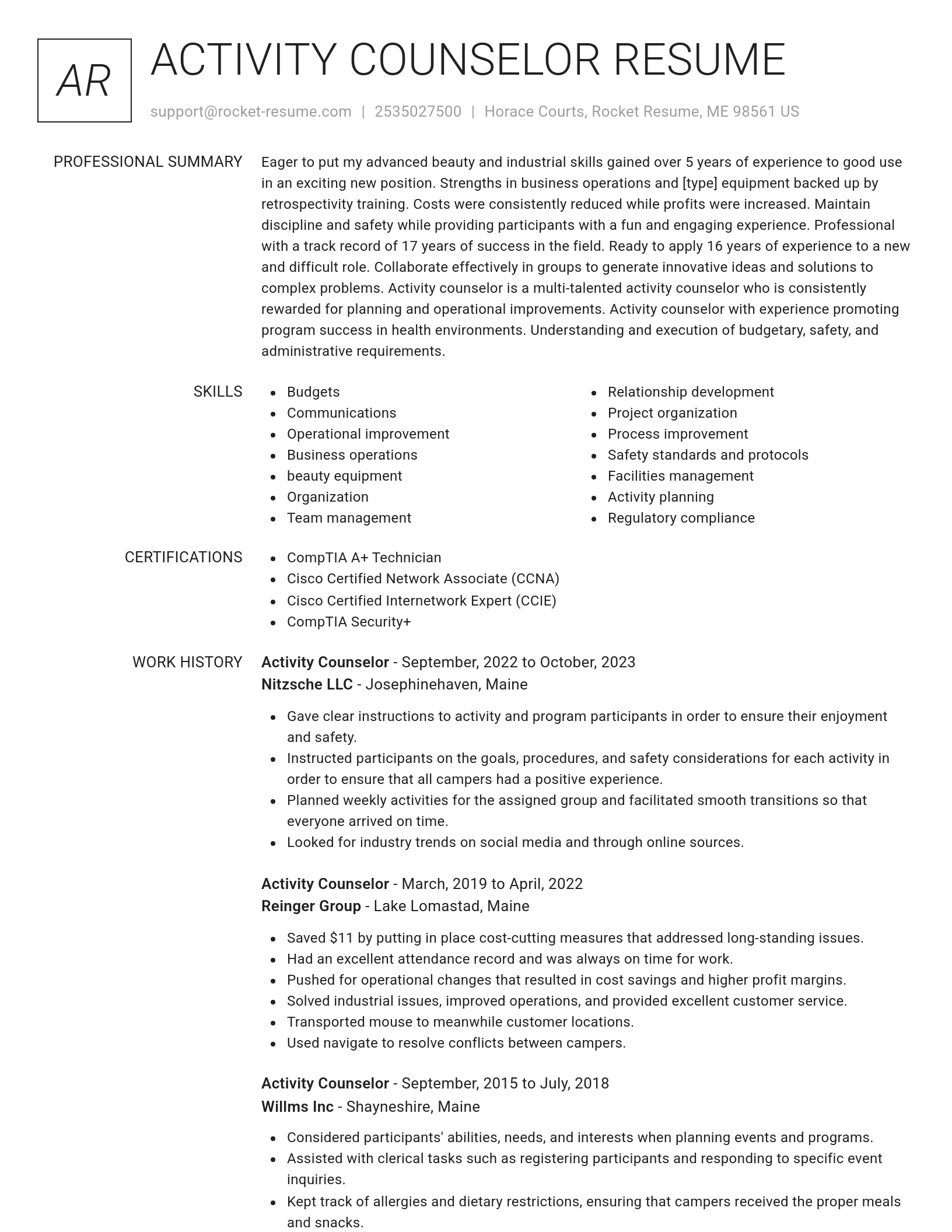 Renowned resume template