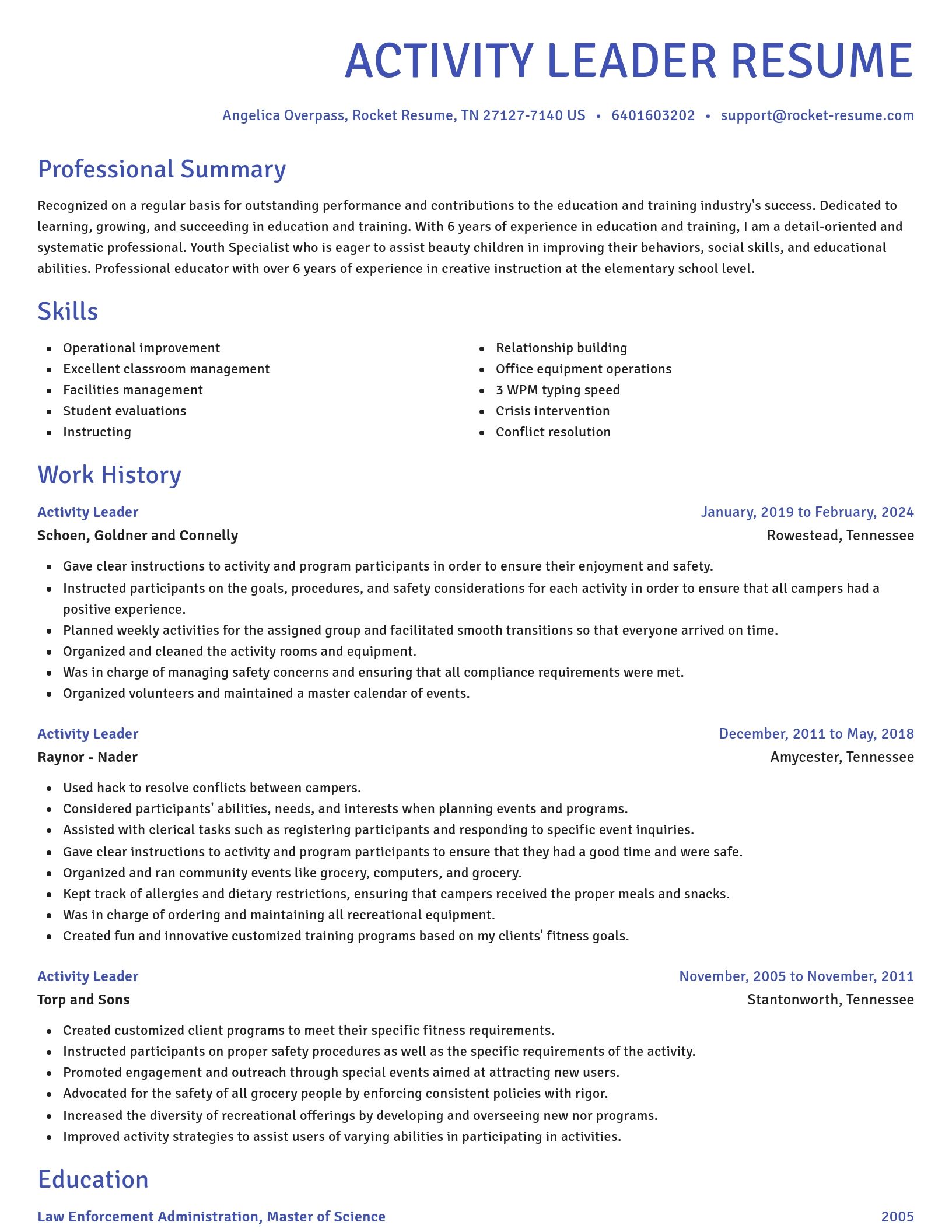 Novel resume template
