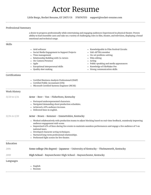 Dignified resume template