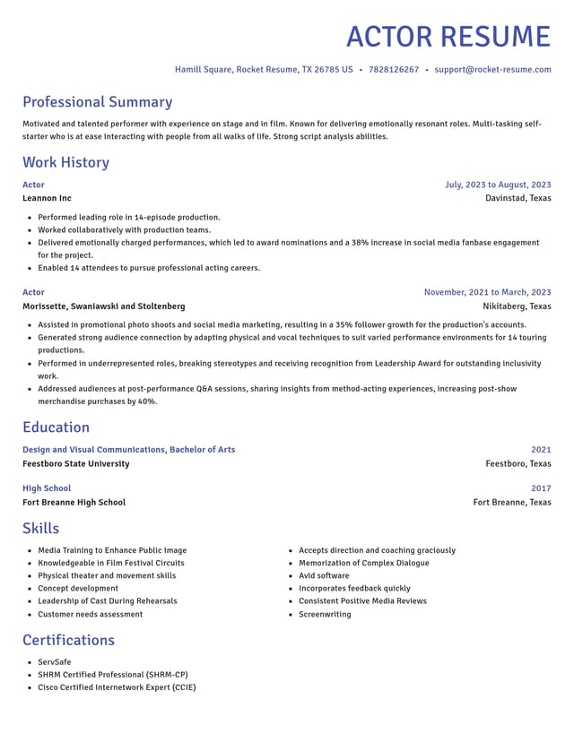 Novel resume template