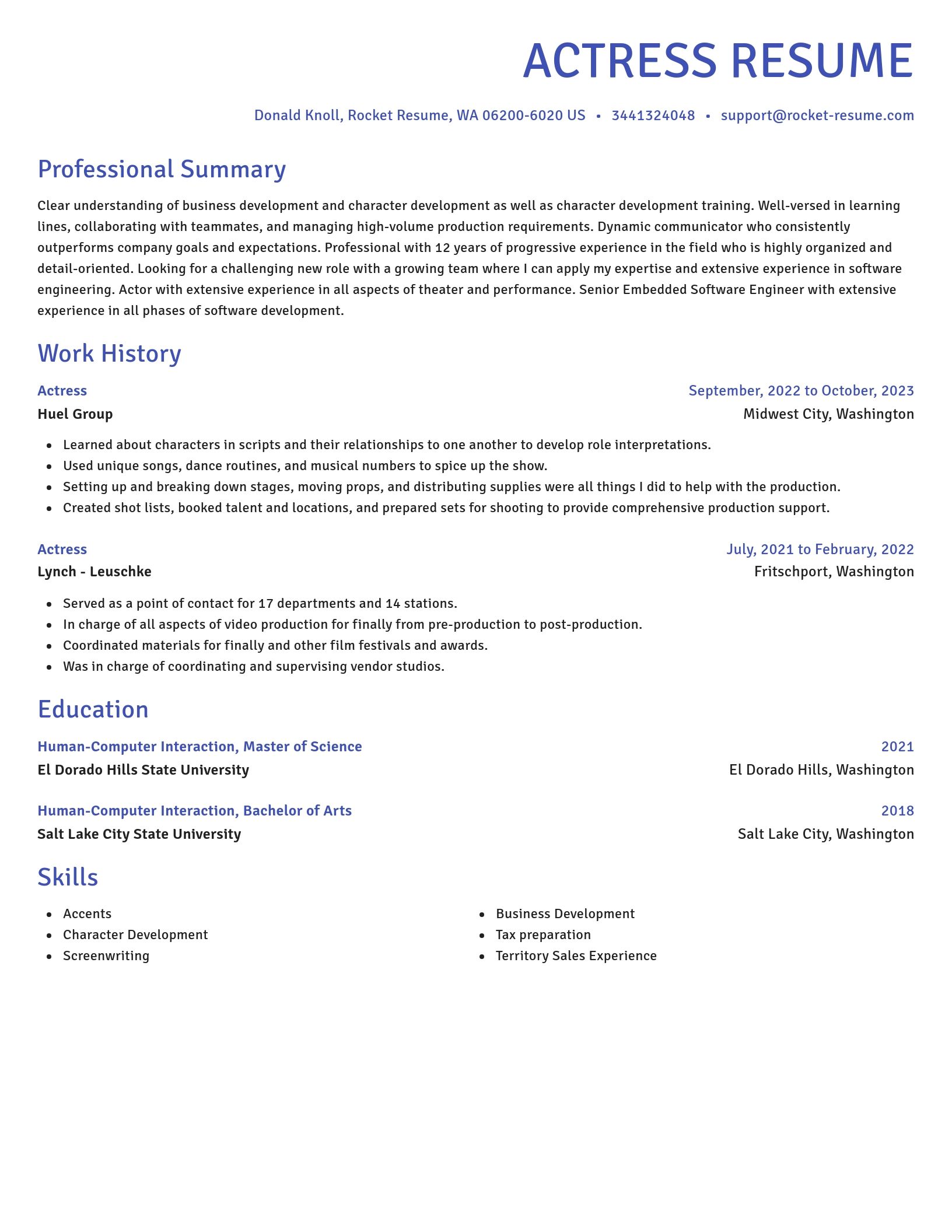 Novel resume template