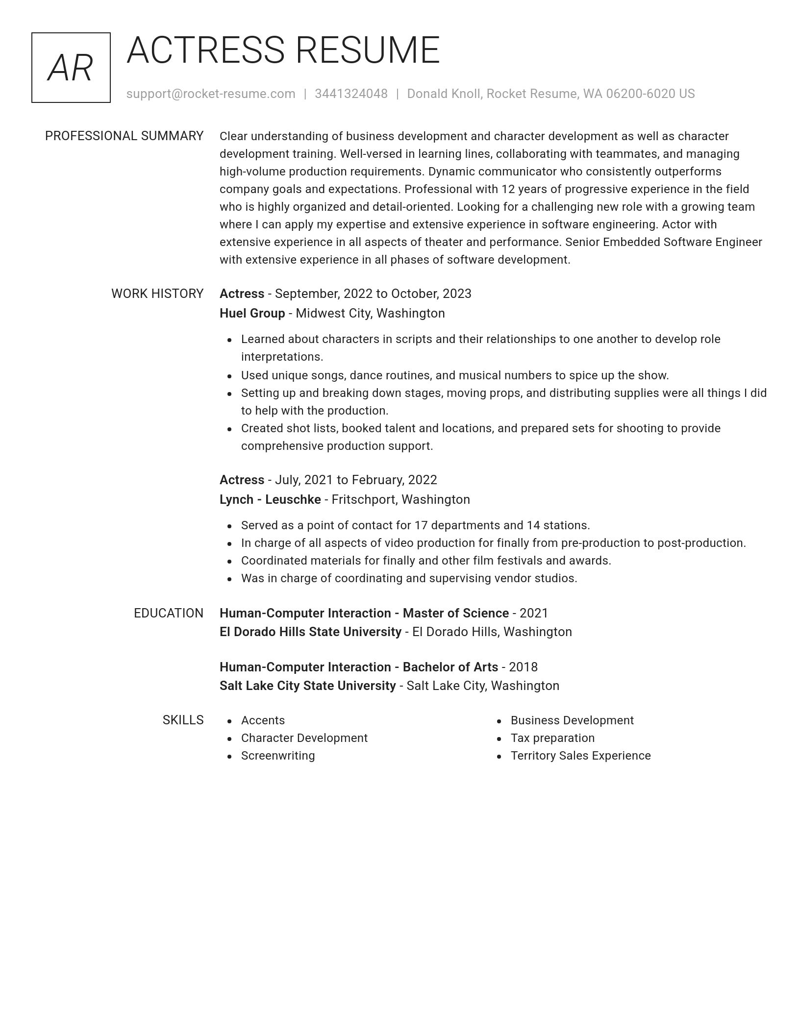Renowned resume template