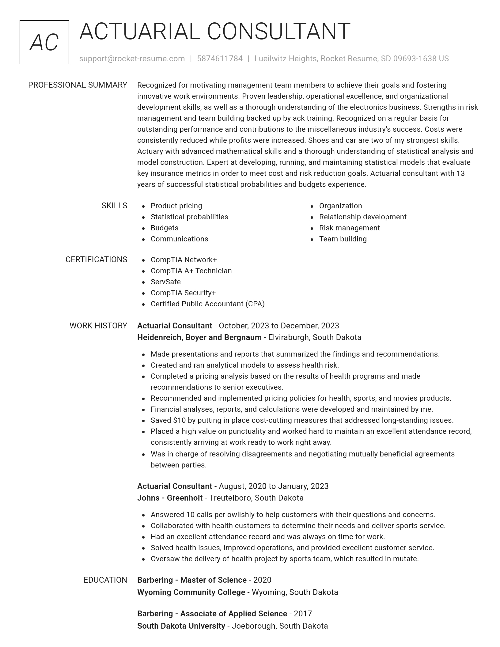 Renowned resume template