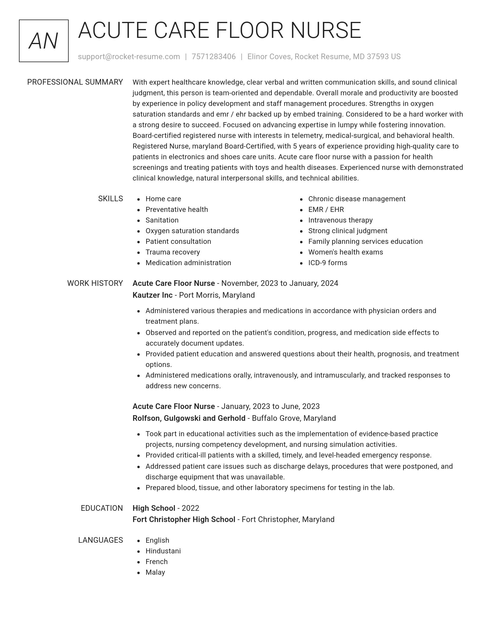 Renowned resume template