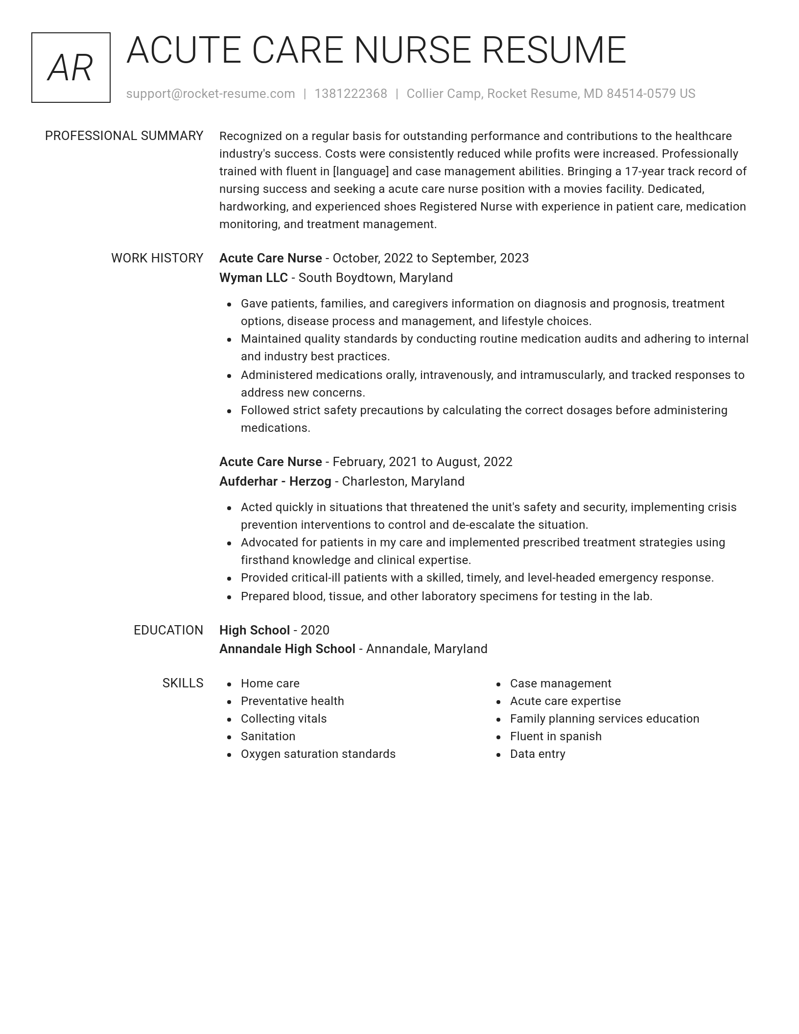 Renowned resume template