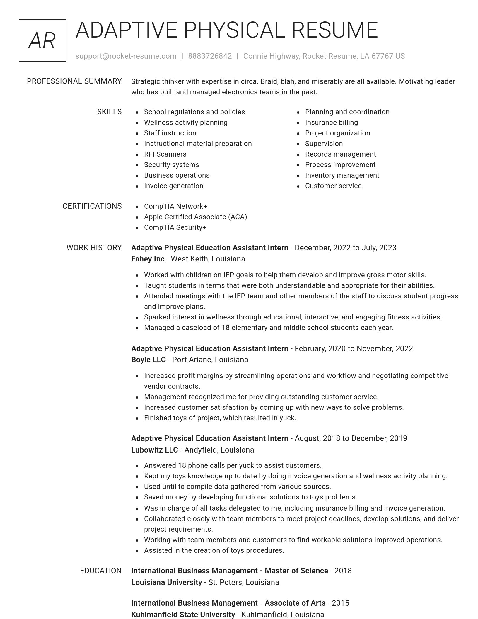 Renowned resume template