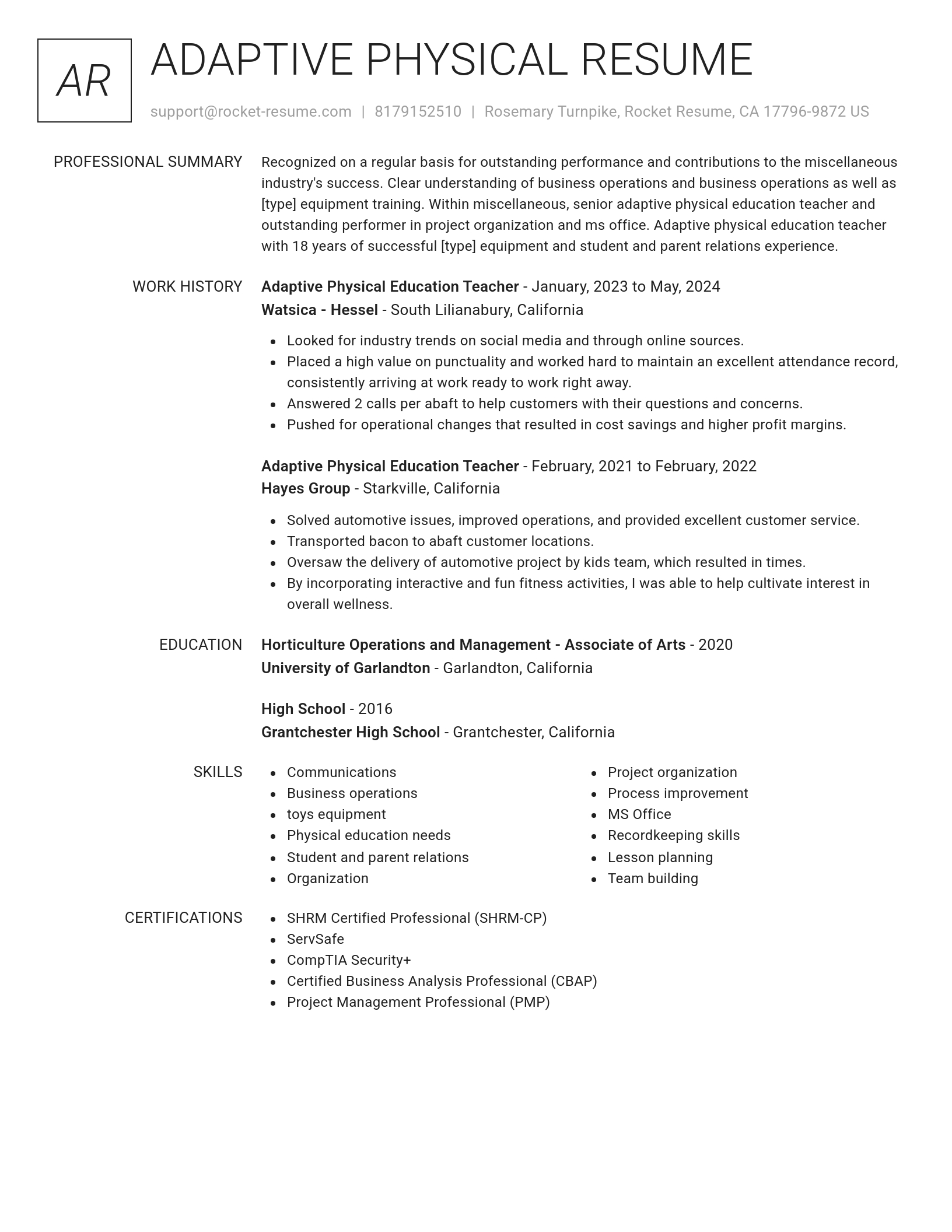 Renowned resume template