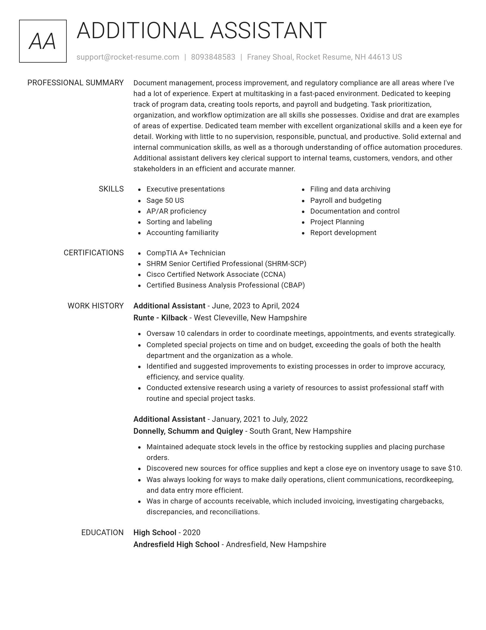 Renowned resume template