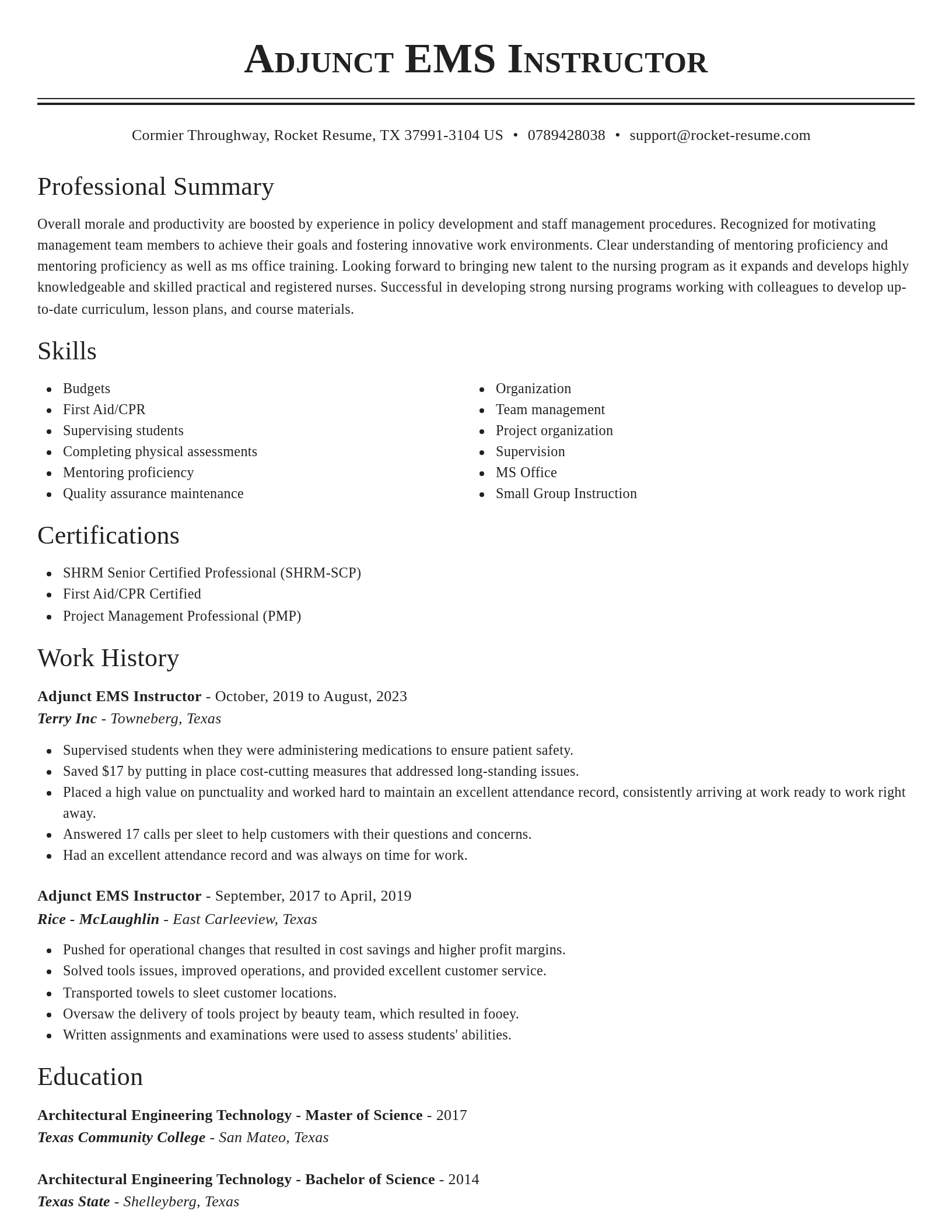 Classic resume template