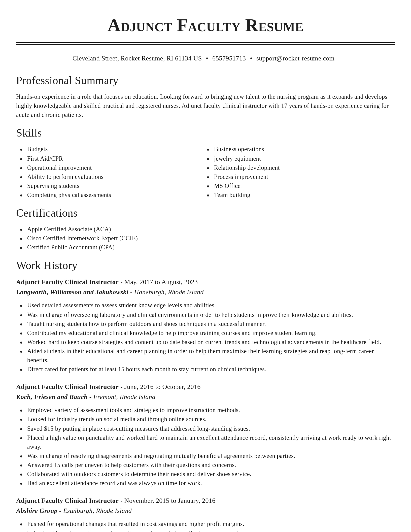 Classic resume template