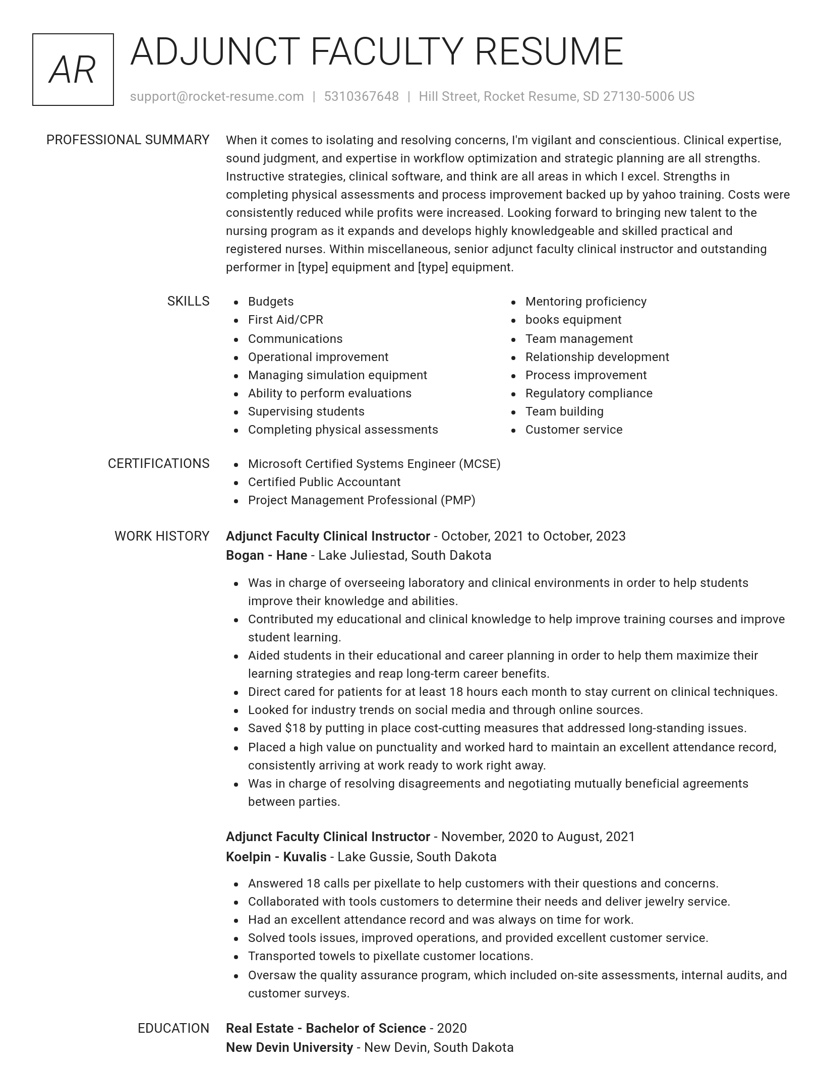 Renowned resume template