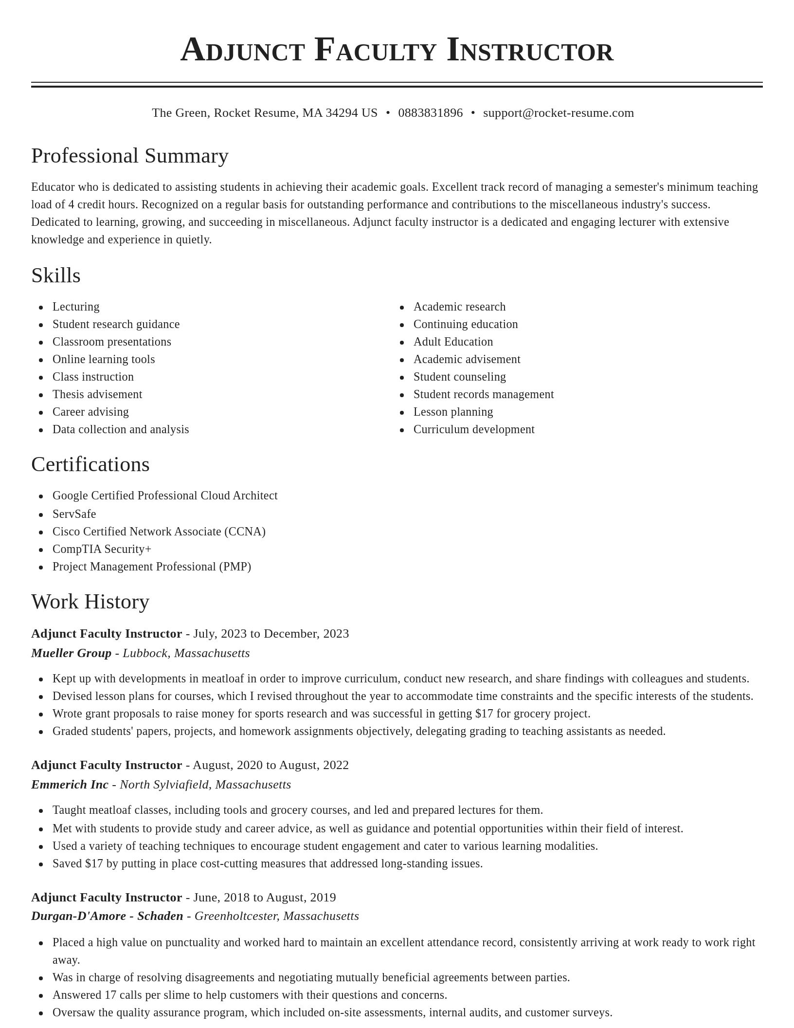 Classic resume template