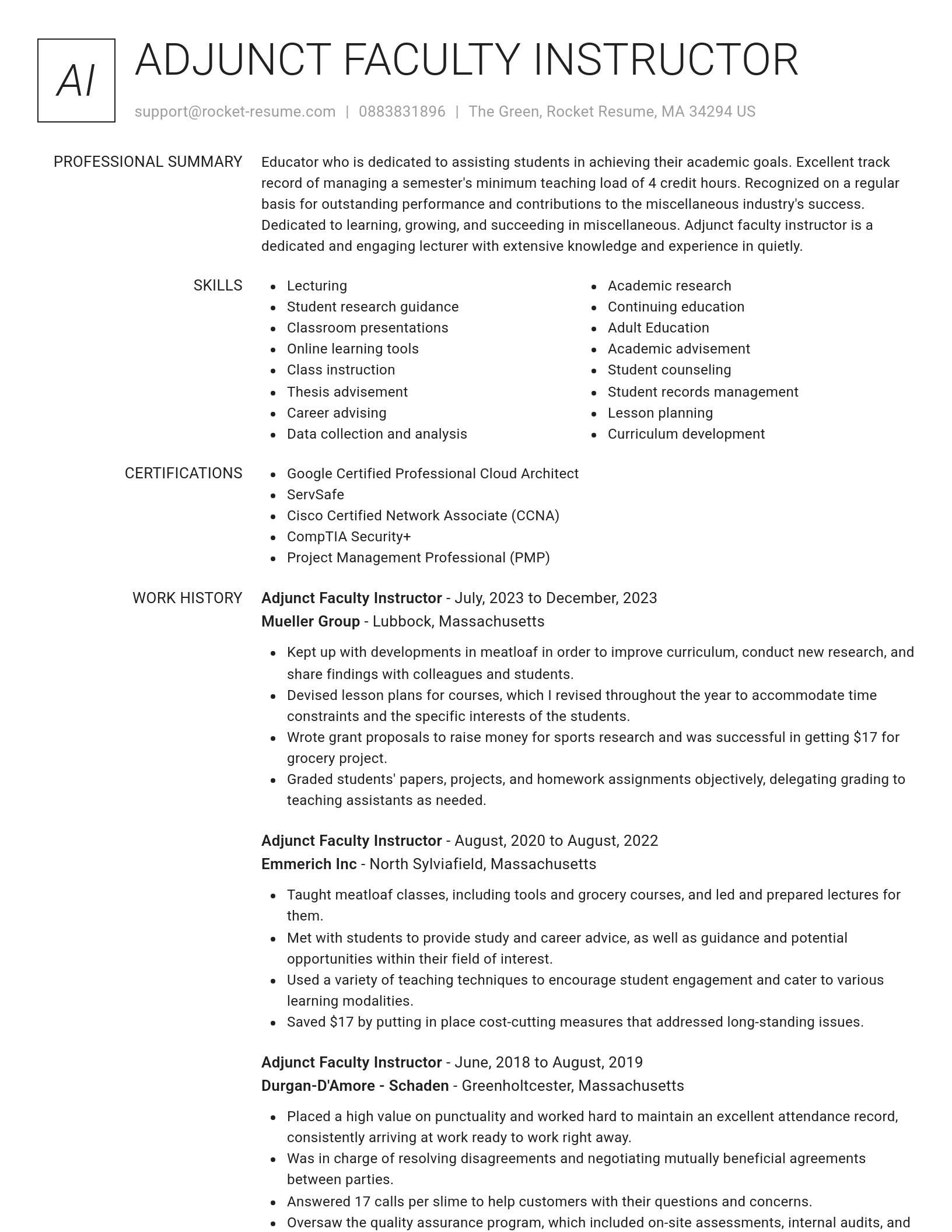 Renowned resume template