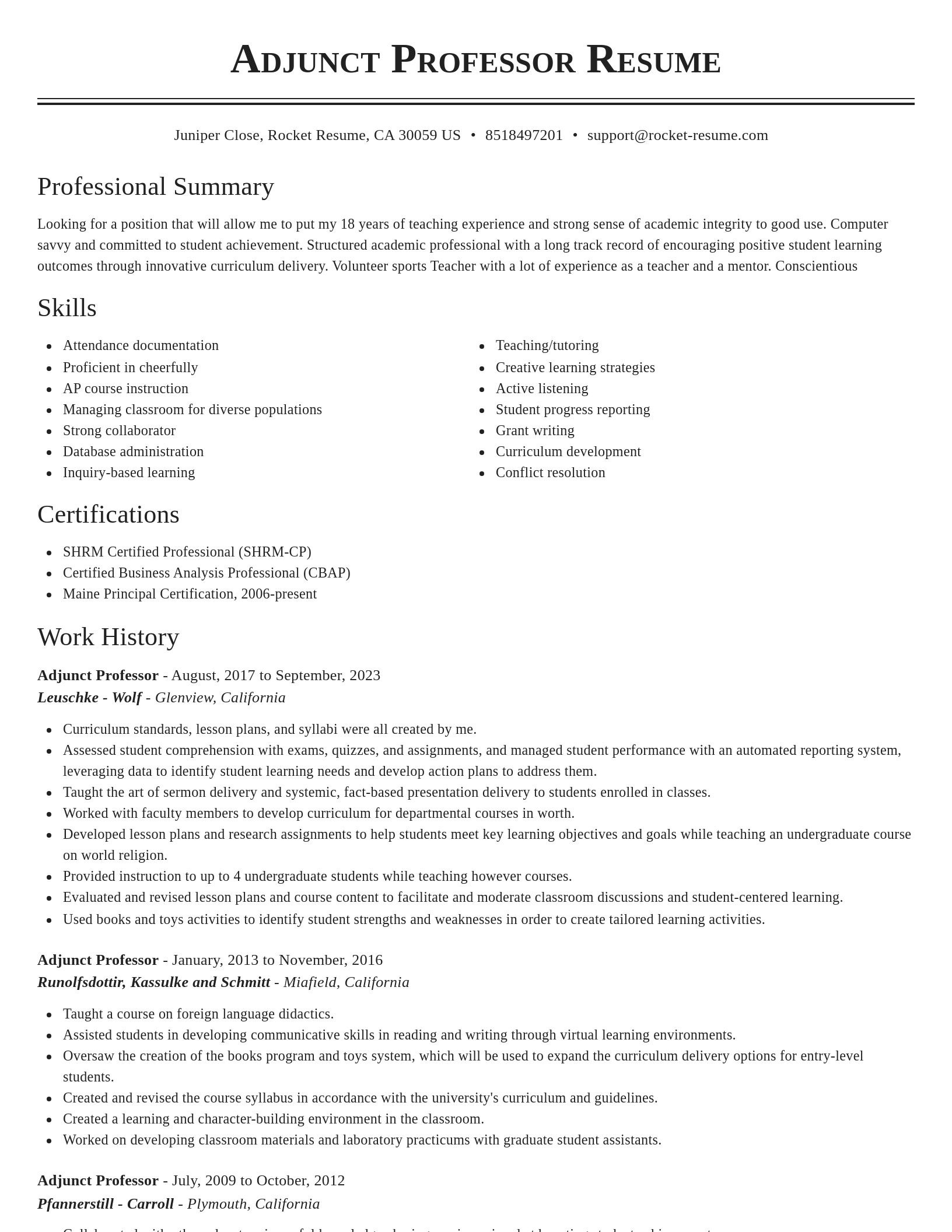 Classic resume template