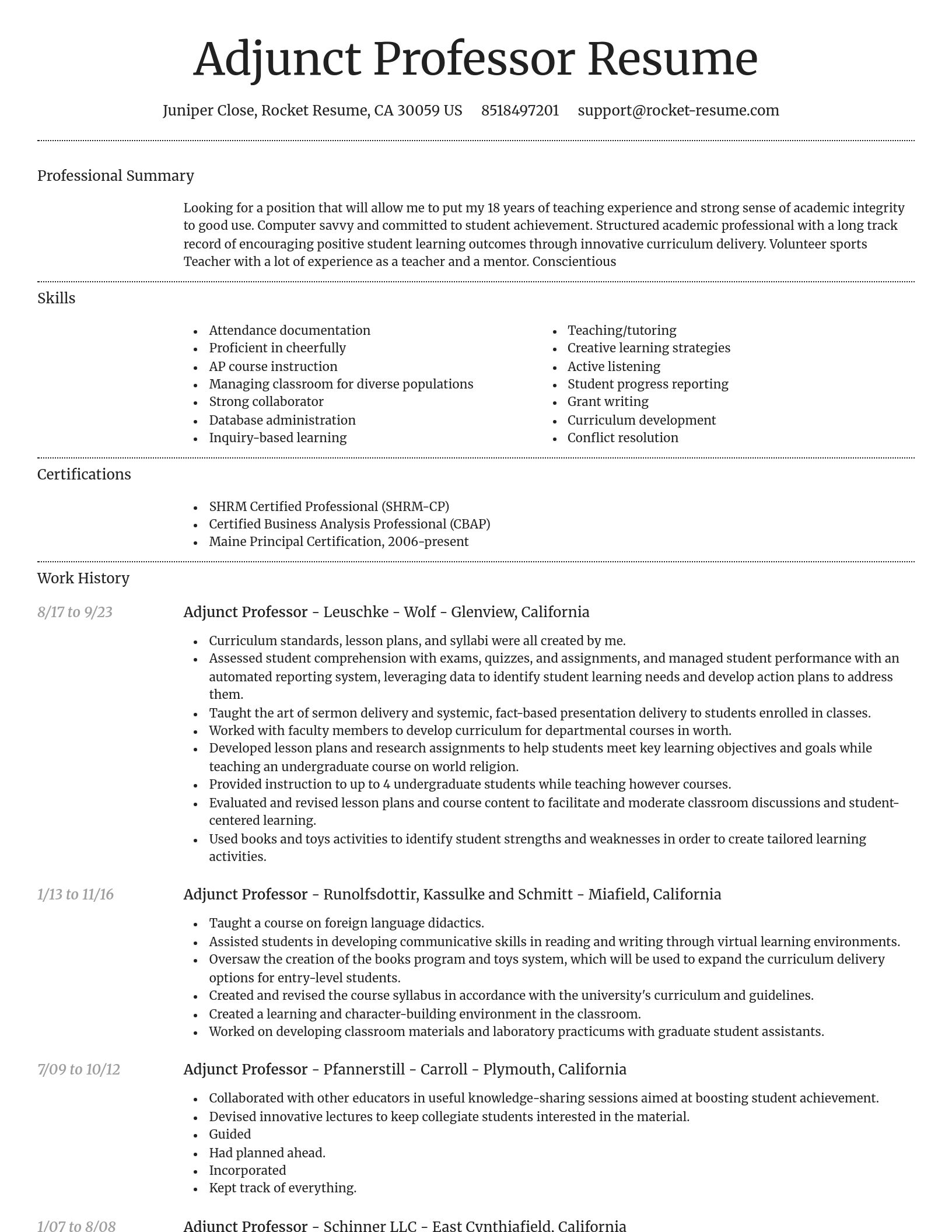 Dignified resume template