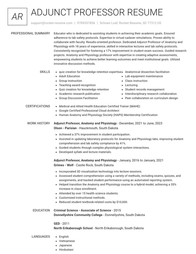 Renowned resume template