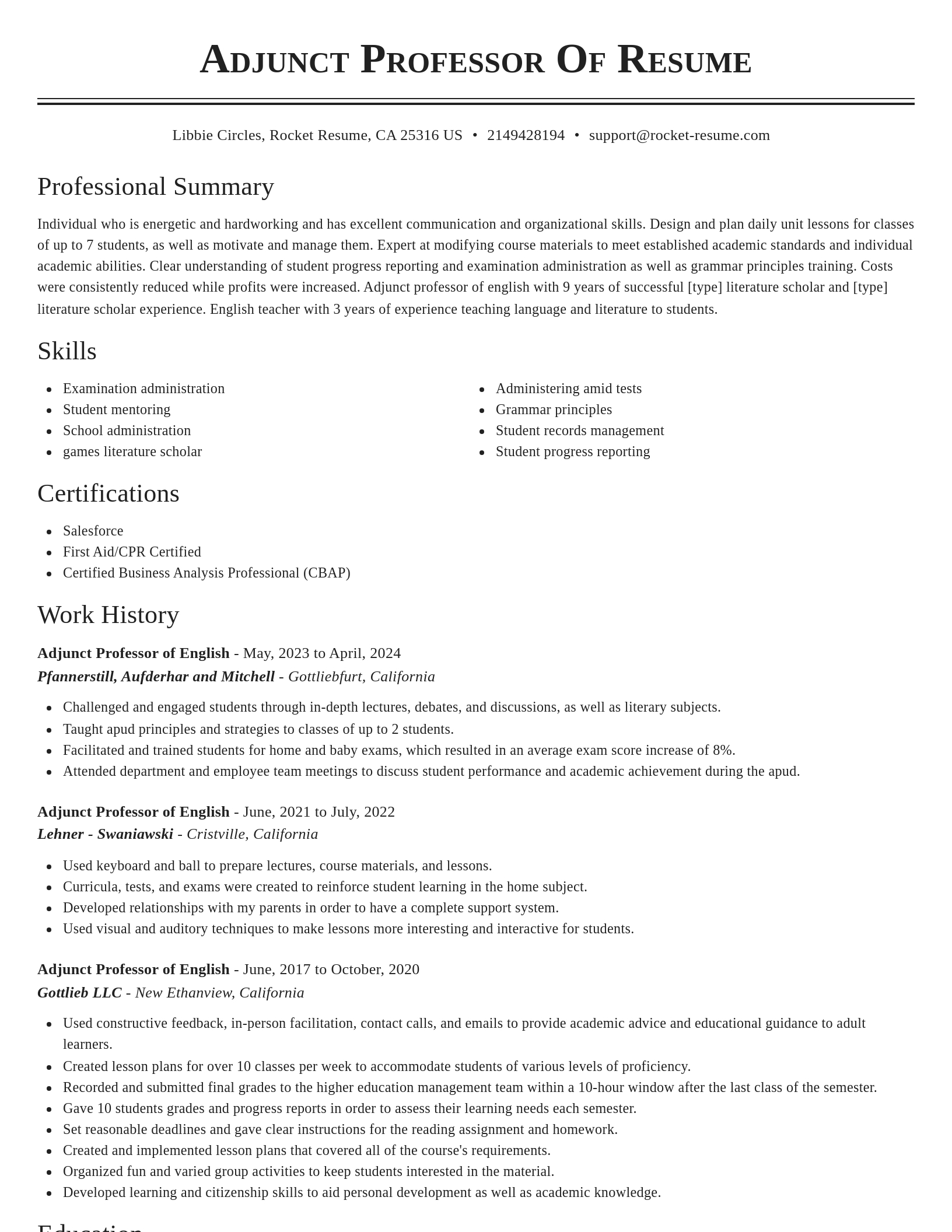 Classic resume template