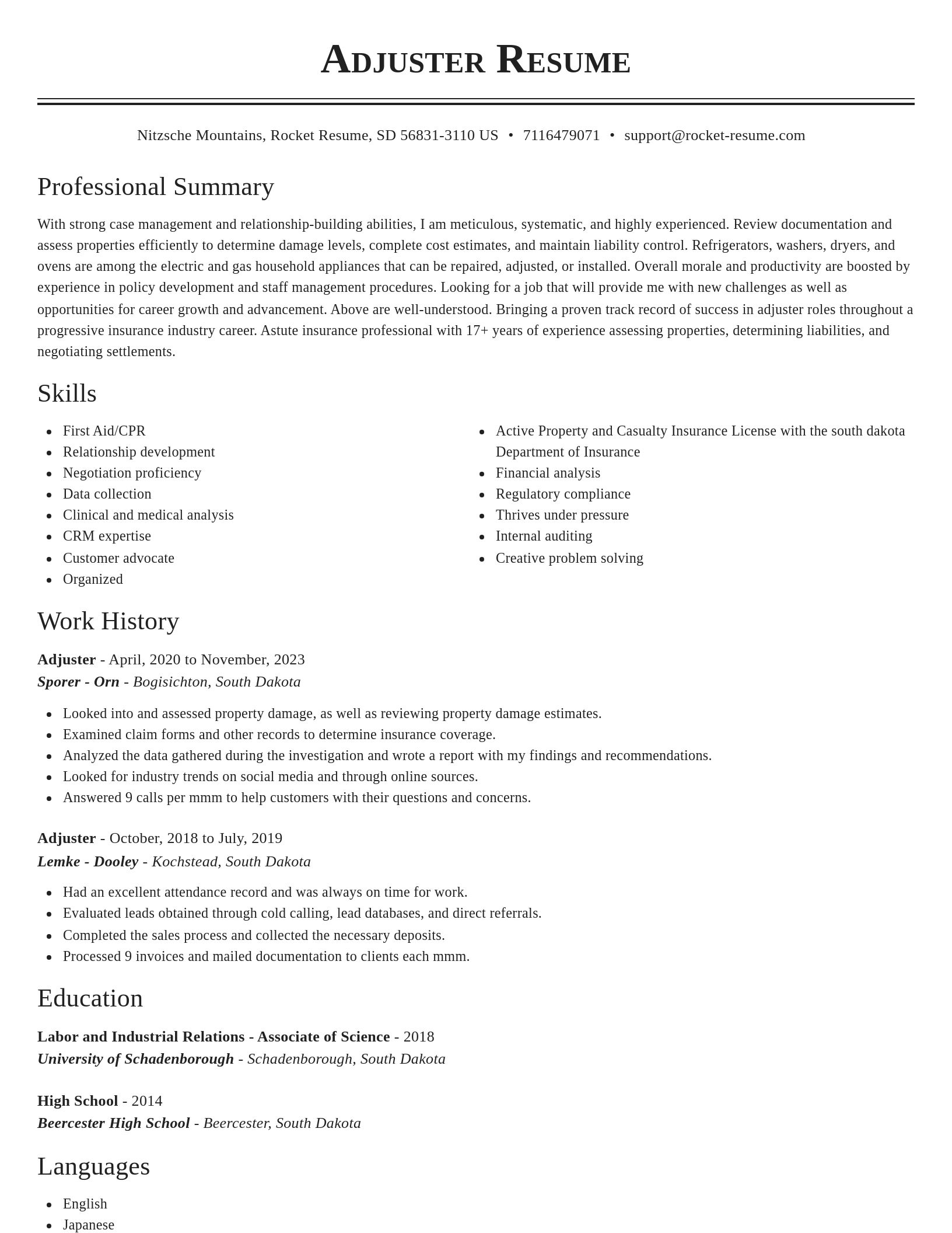 Classic resume template