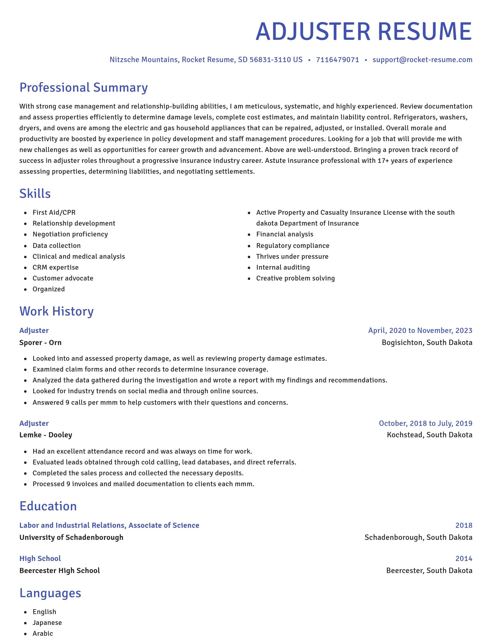 Novel resume template