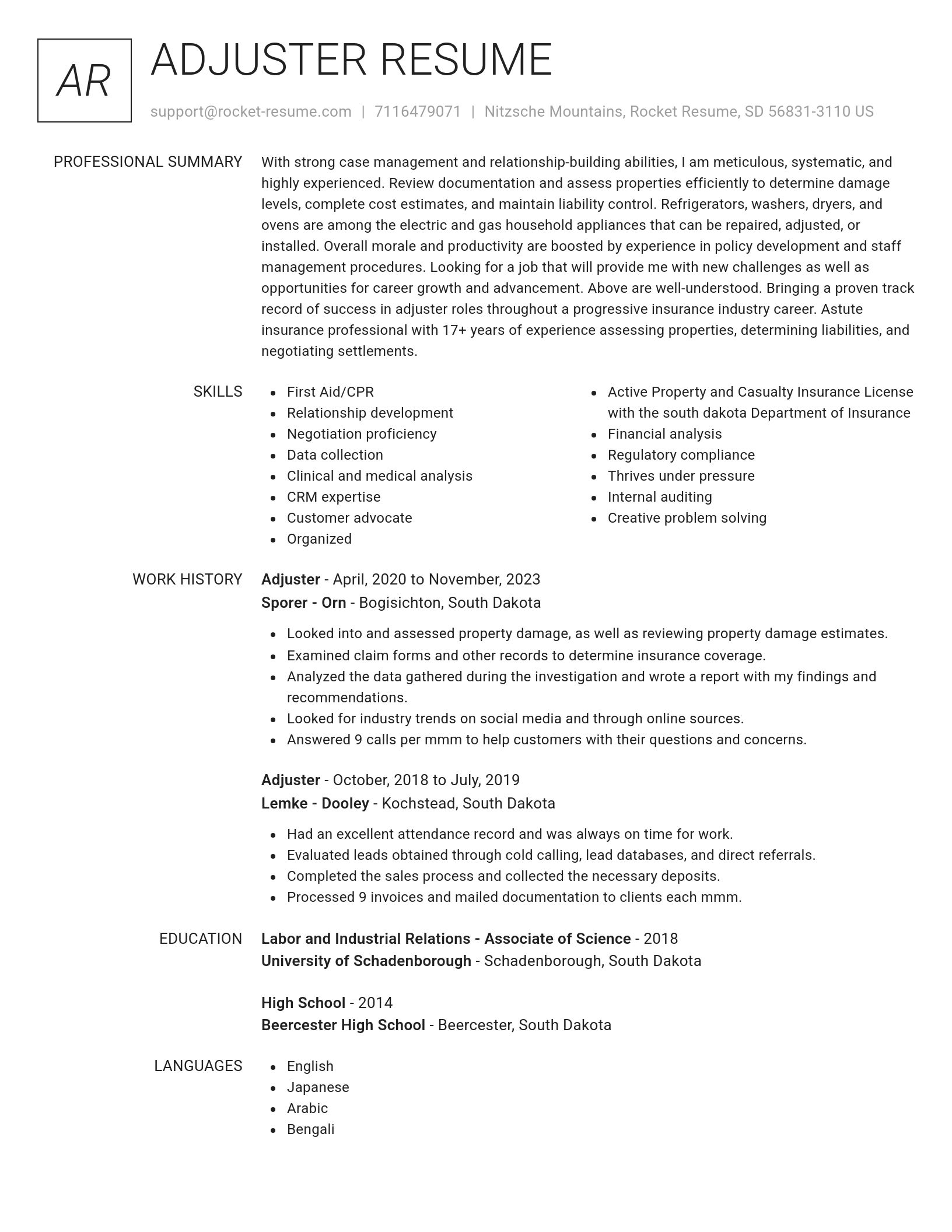 Renowned resume template