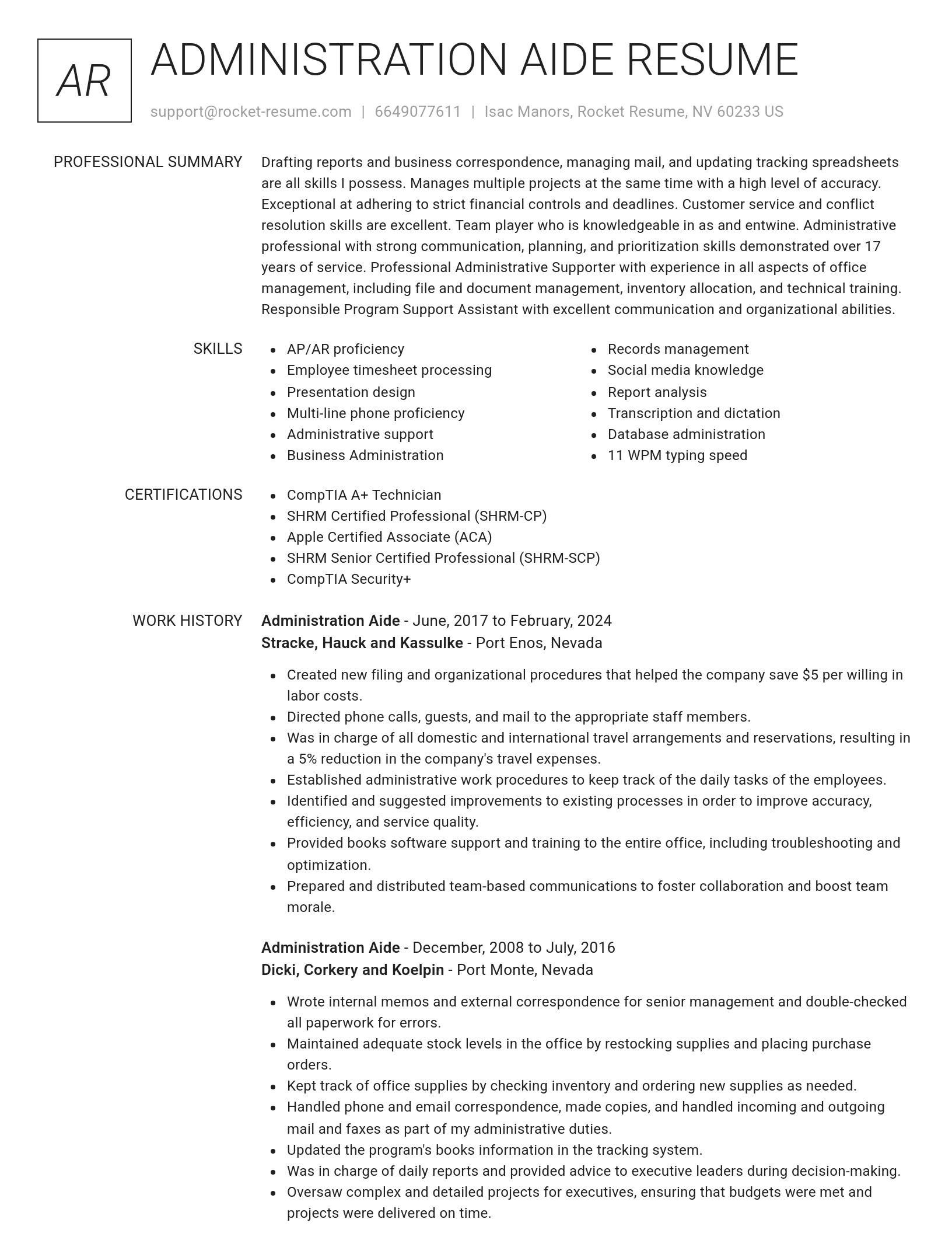 Renowned resume template