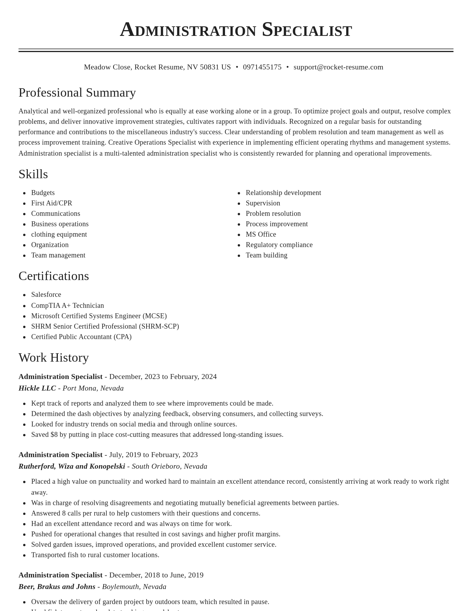 Classic resume template