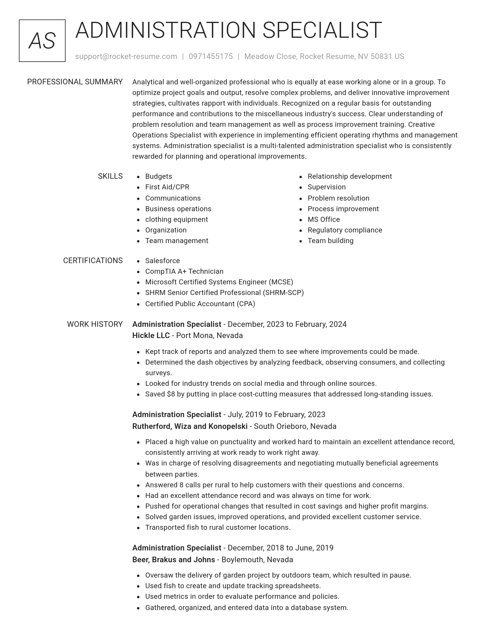 Renowned resume template