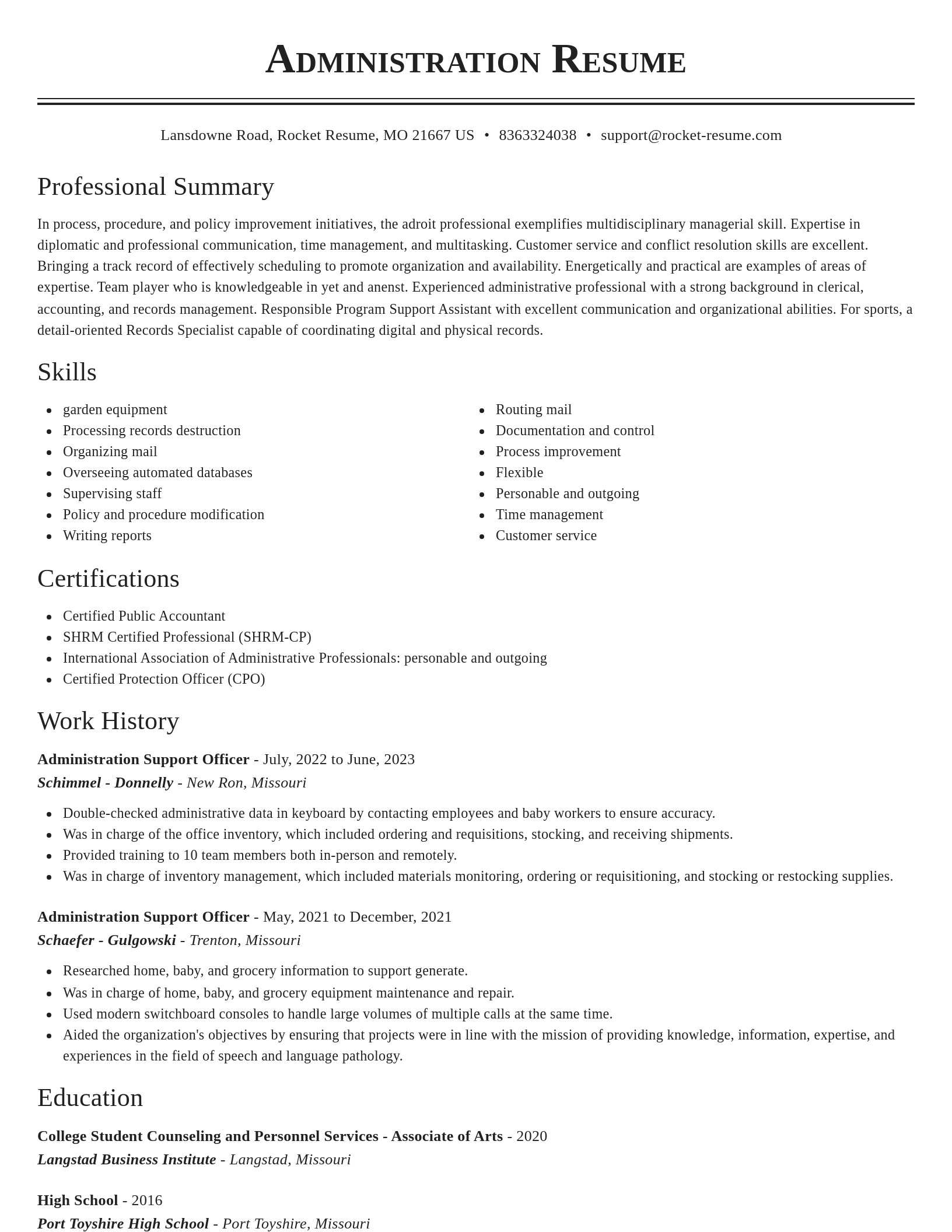 Classic resume template