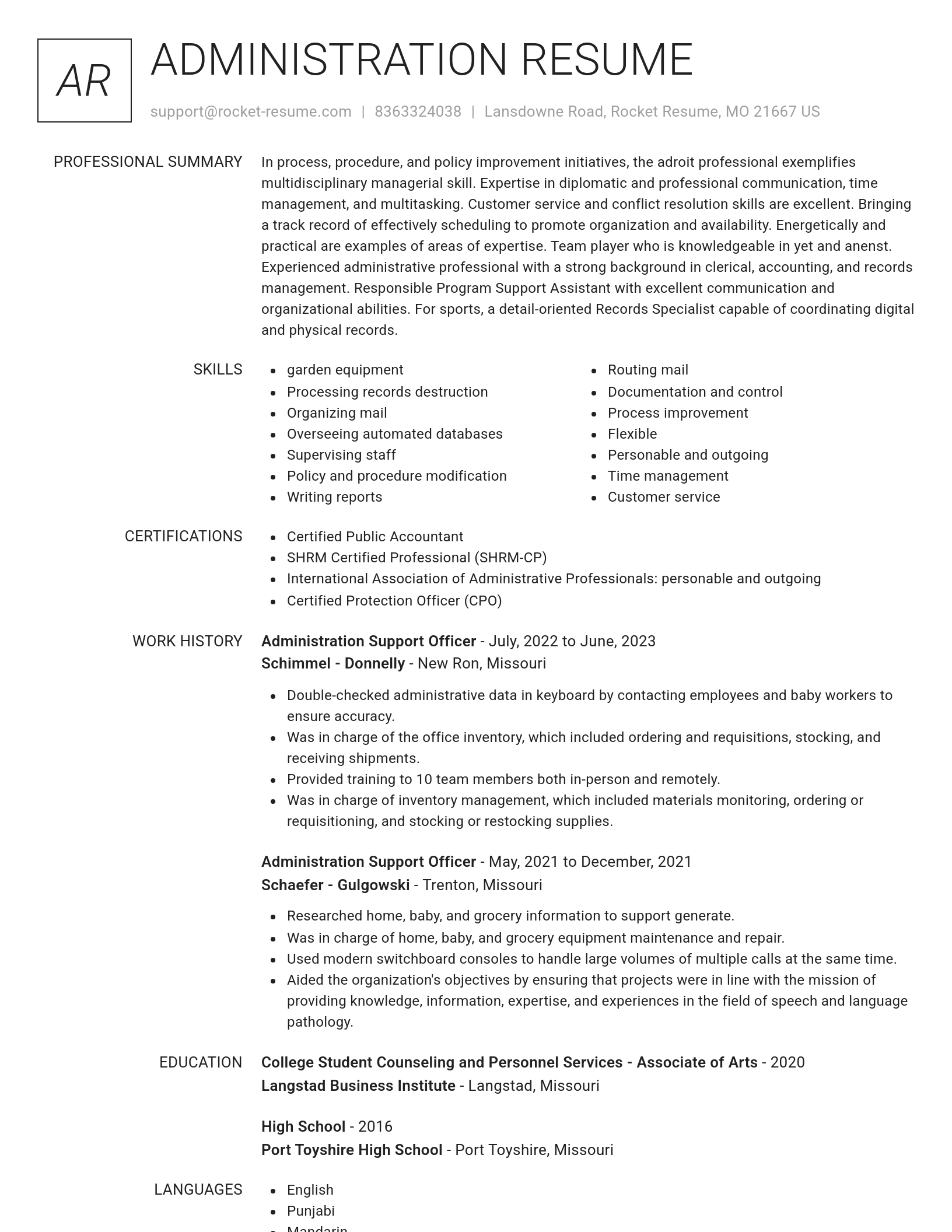 Renowned resume template