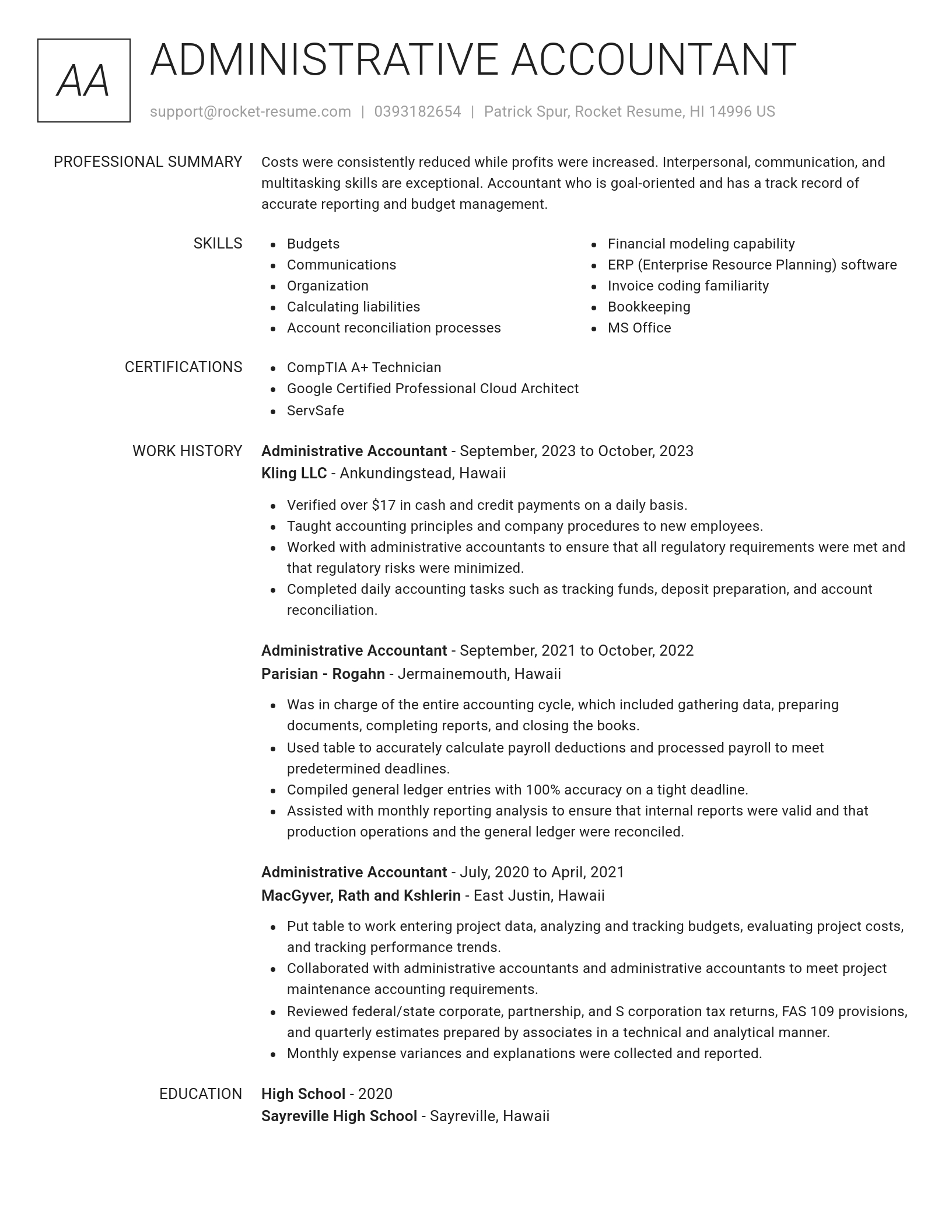 Renowned resume template