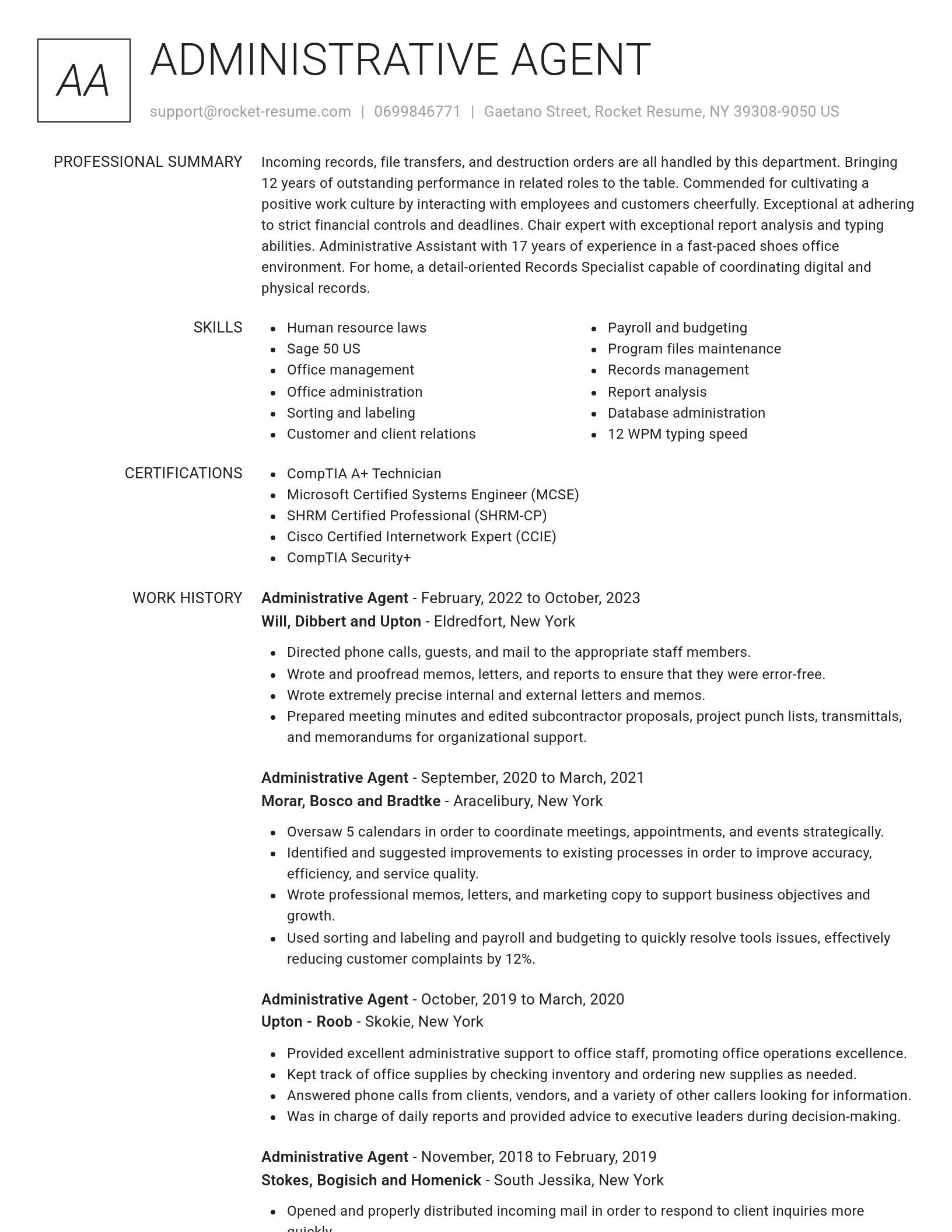 Renowned resume template
