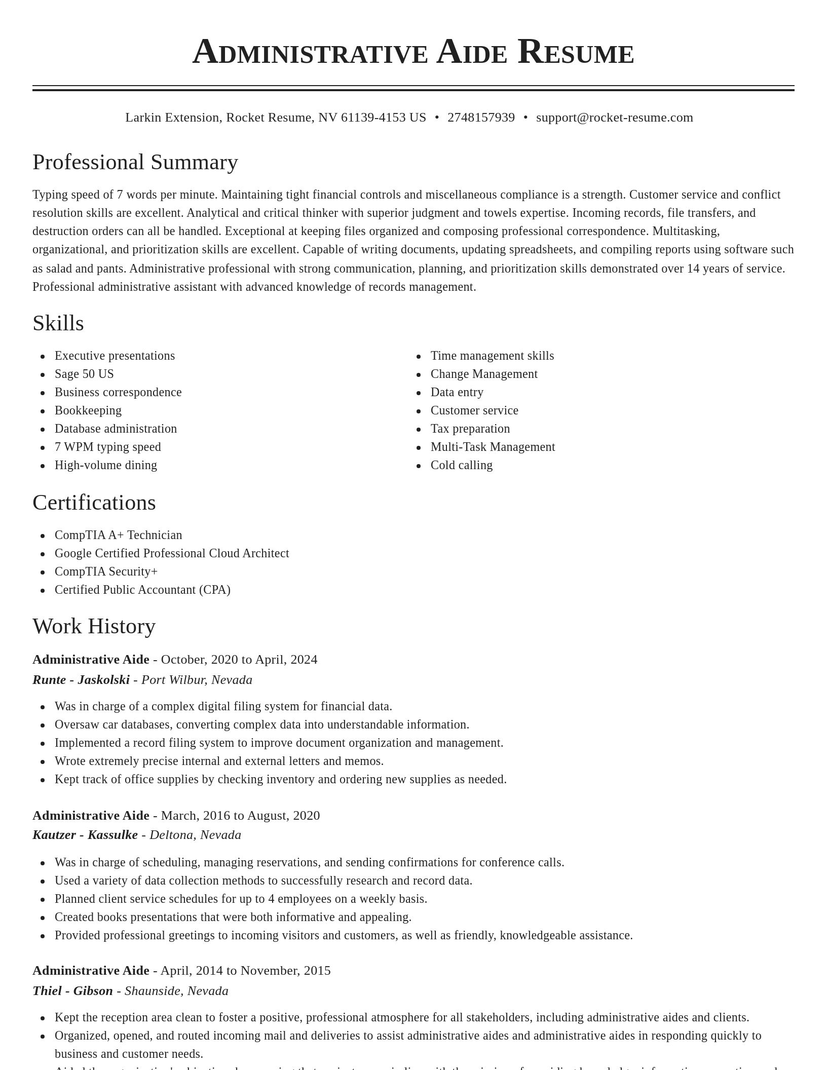 Classic resume template