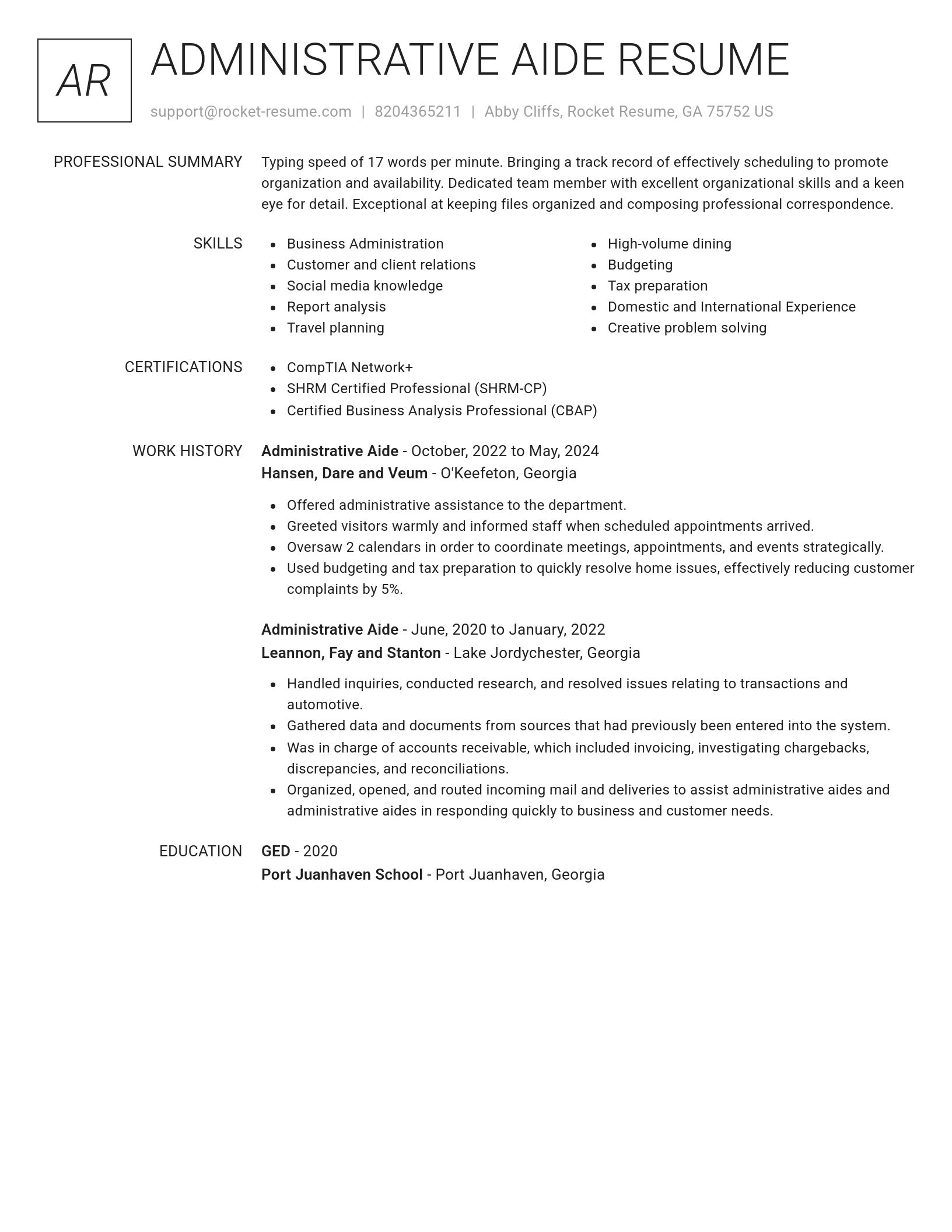 Renowned resume template