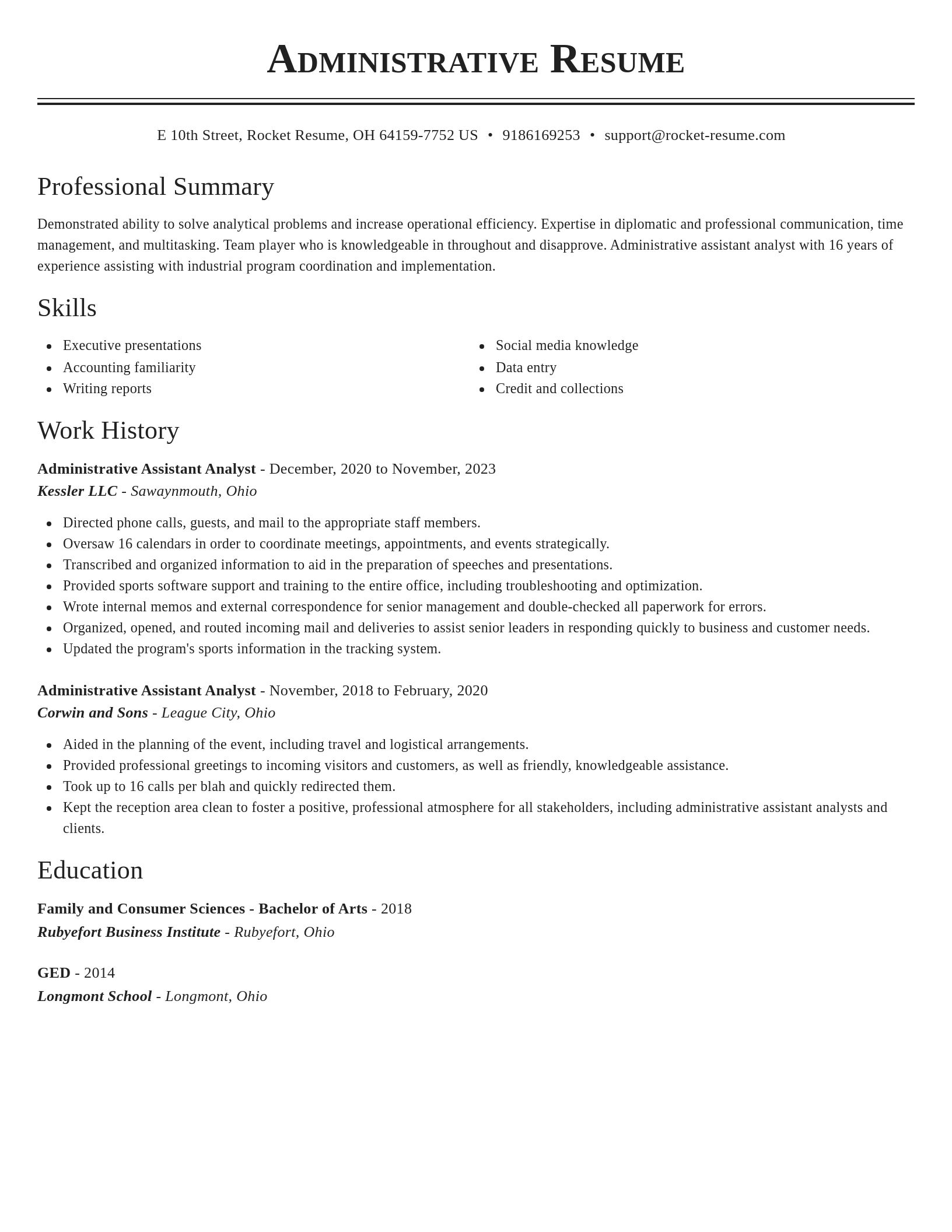 Classic resume template