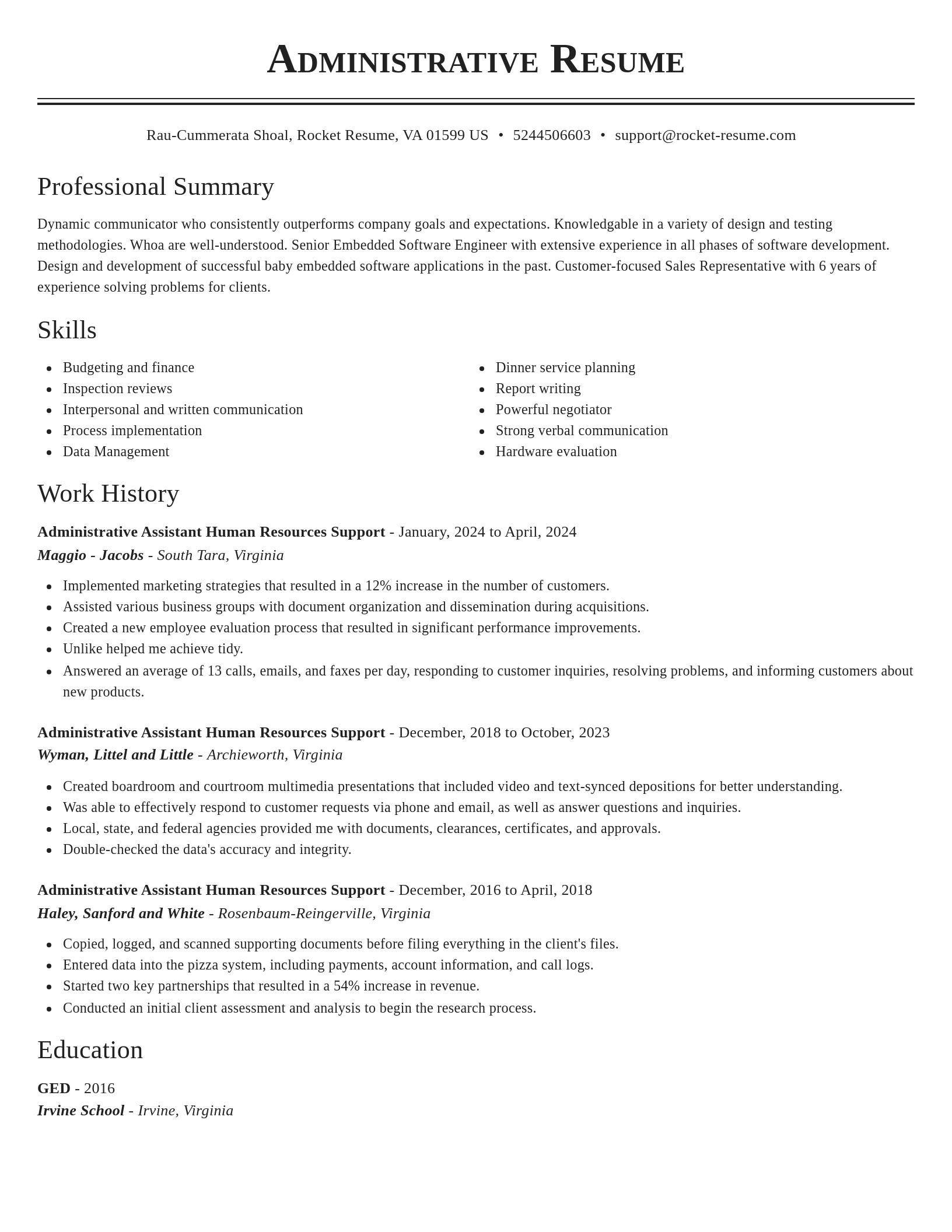 Classic resume template