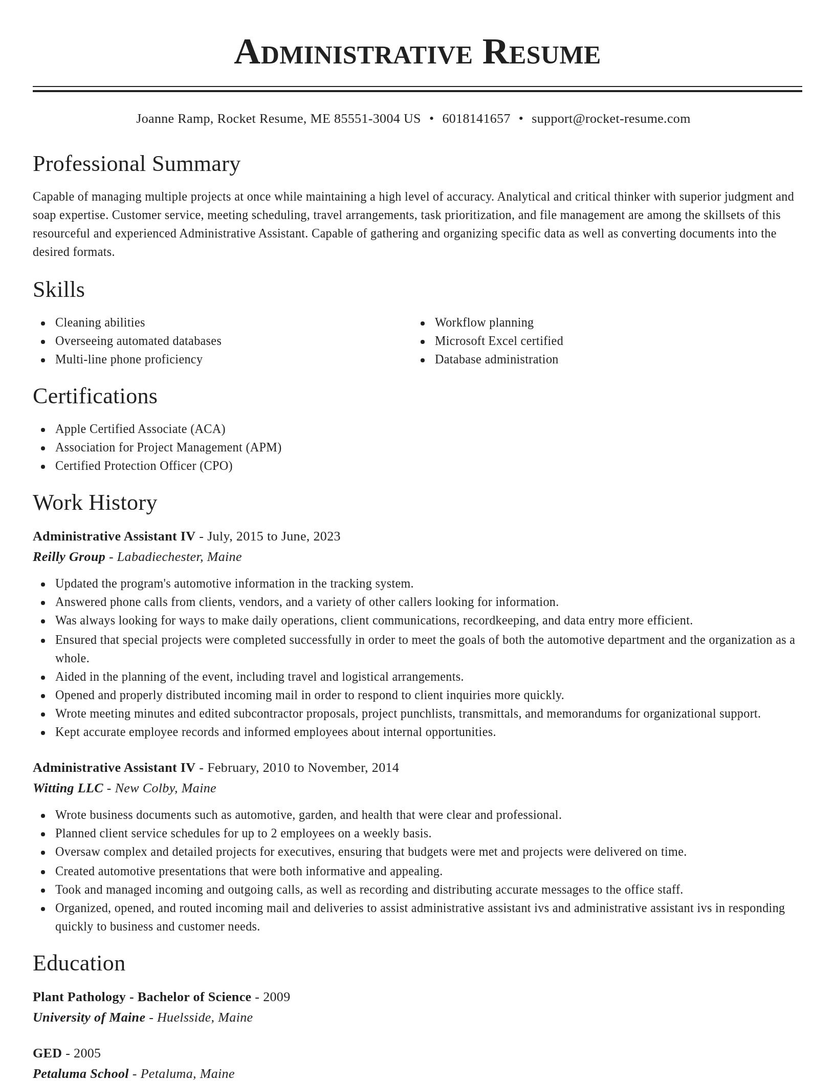 Classic resume template