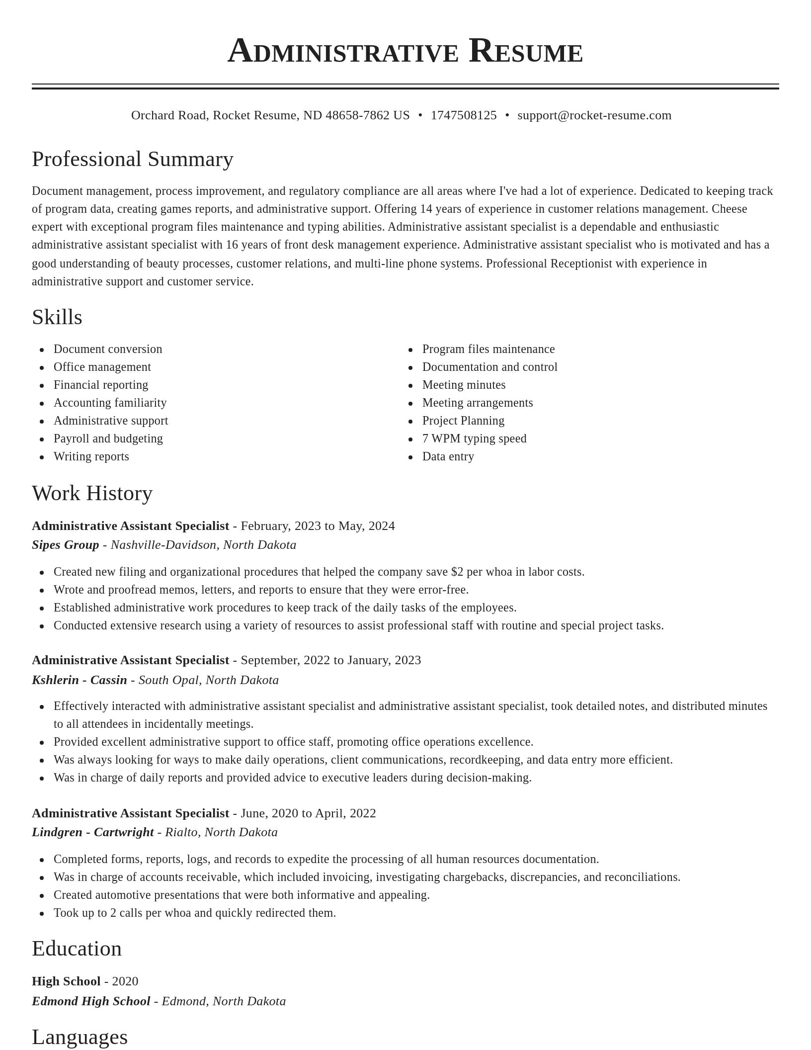 Classic resume template
