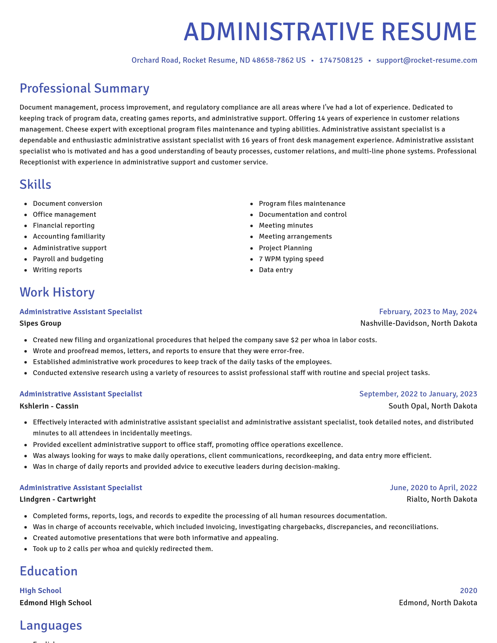 Novel resume template