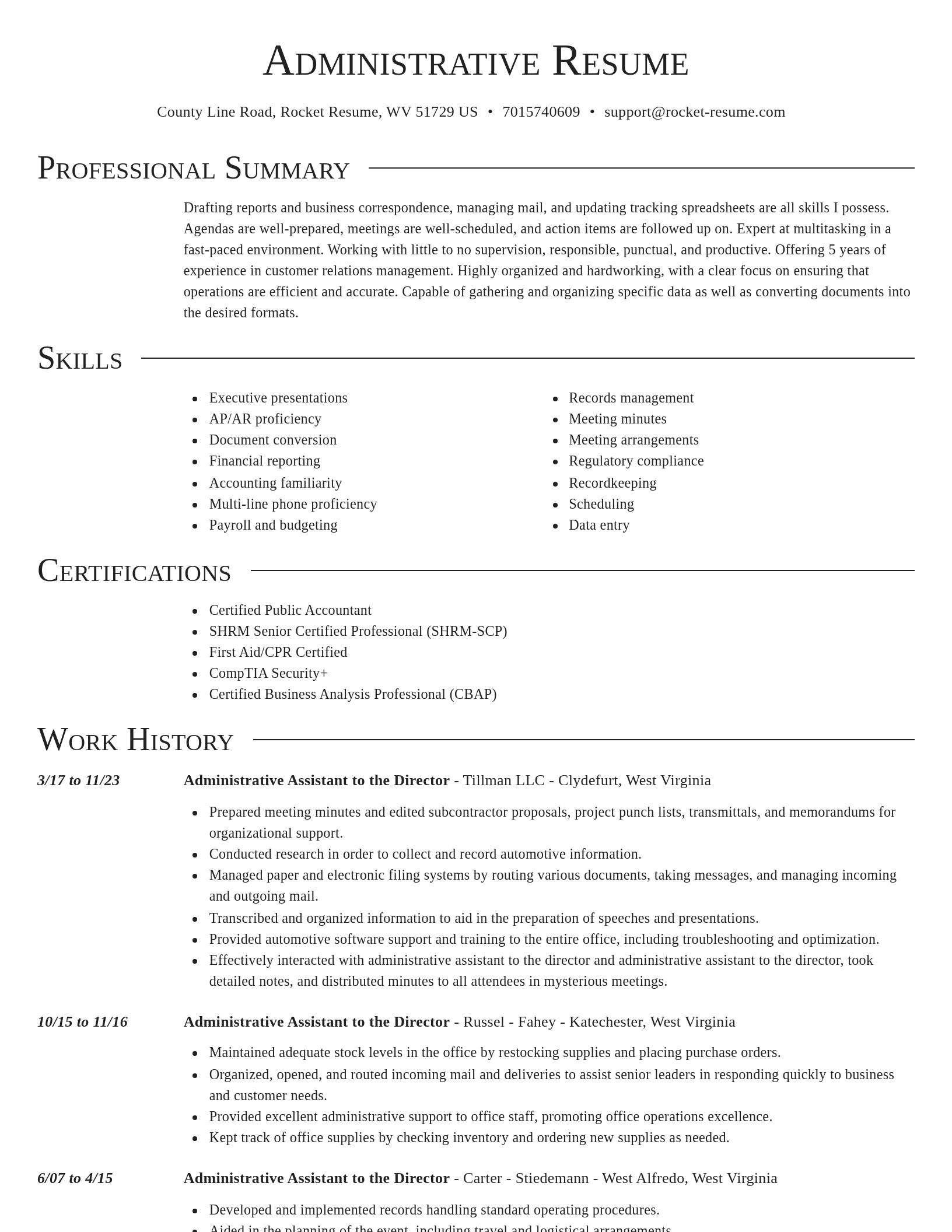 Director resume template
