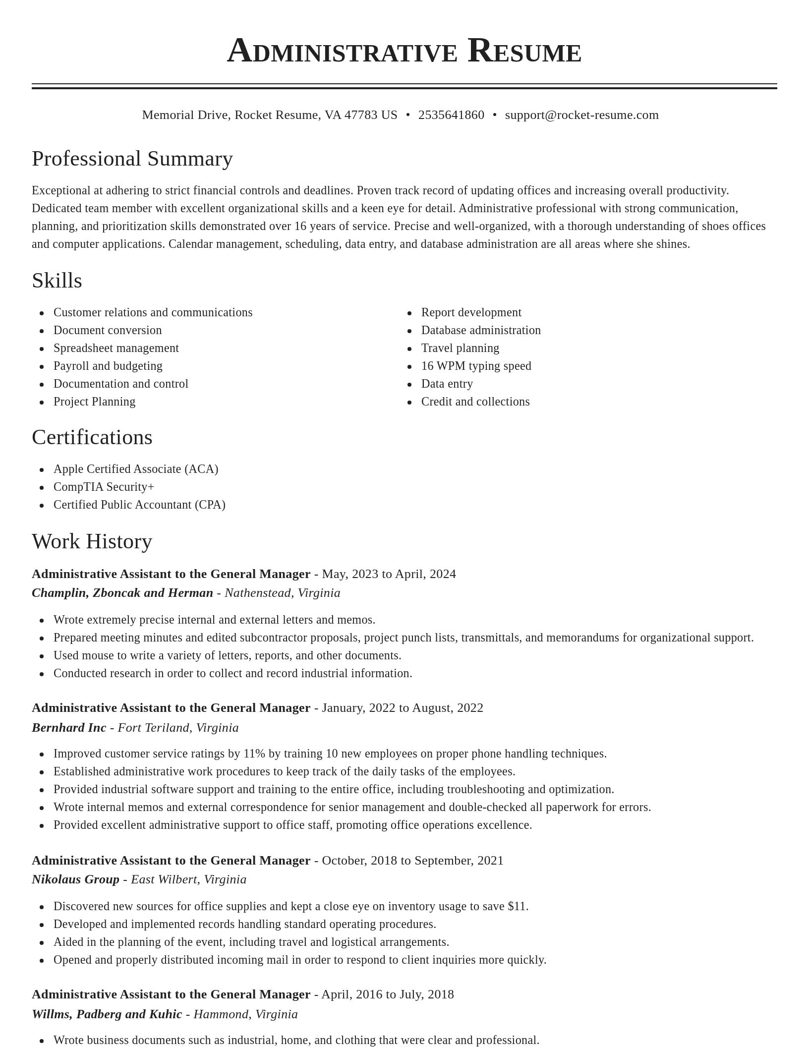 Classic resume template