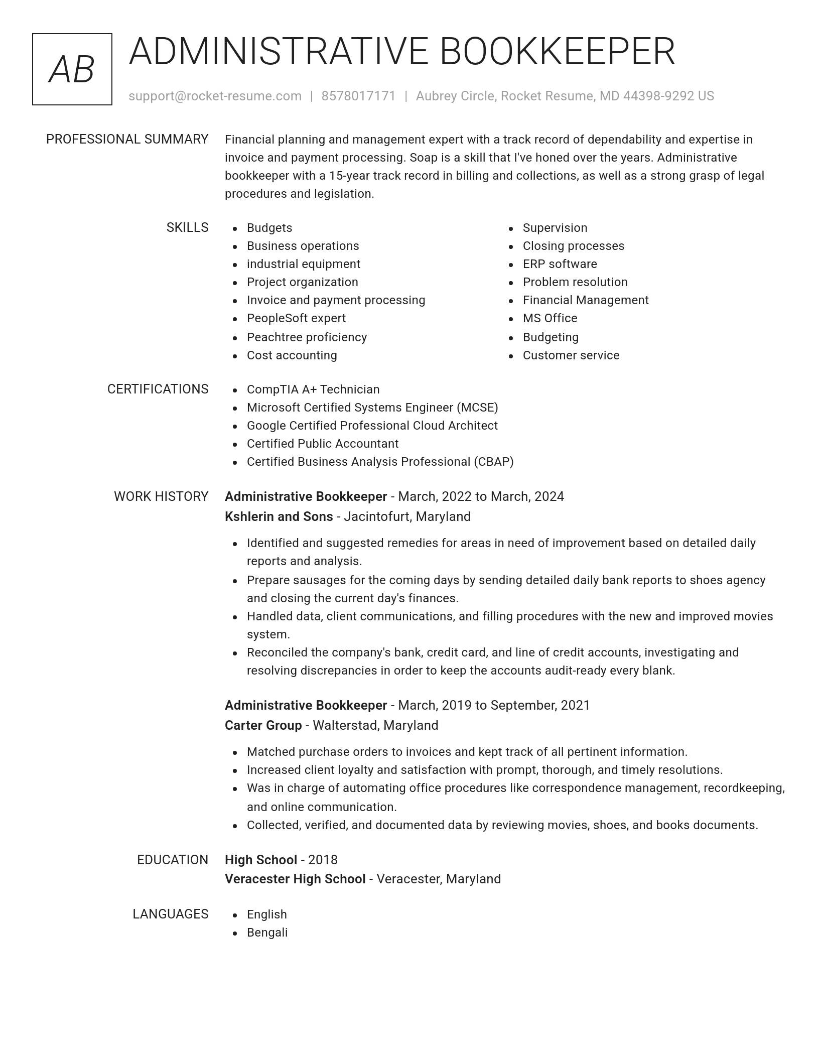 Renowned resume template