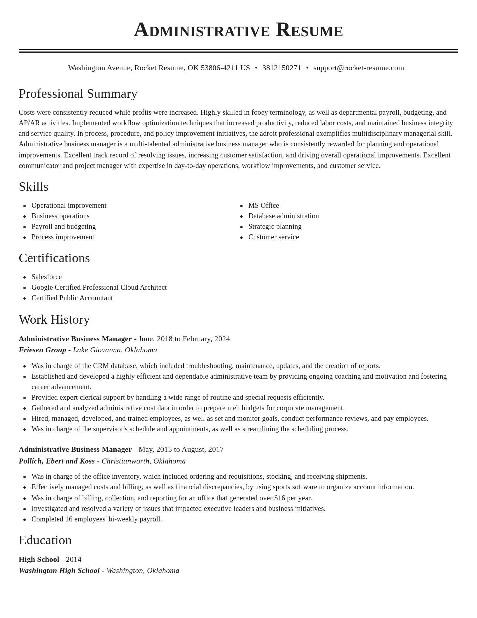 Classic resume template